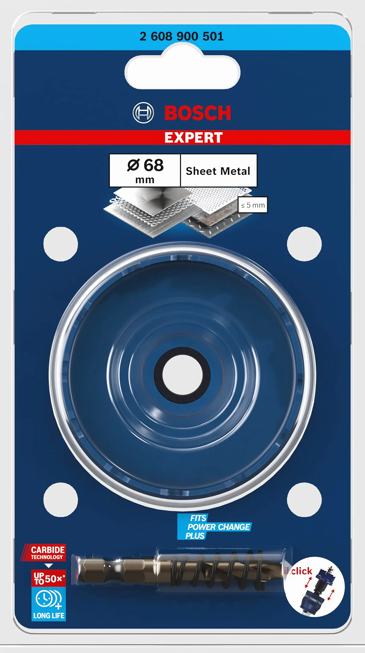 Bosch Professional 1 x Sierras de corona Expert Sheet Metal, para Láminas de acero, Láminas de acero inoxidable, 68 mm, Accesorios Taladro de impacto rotativo