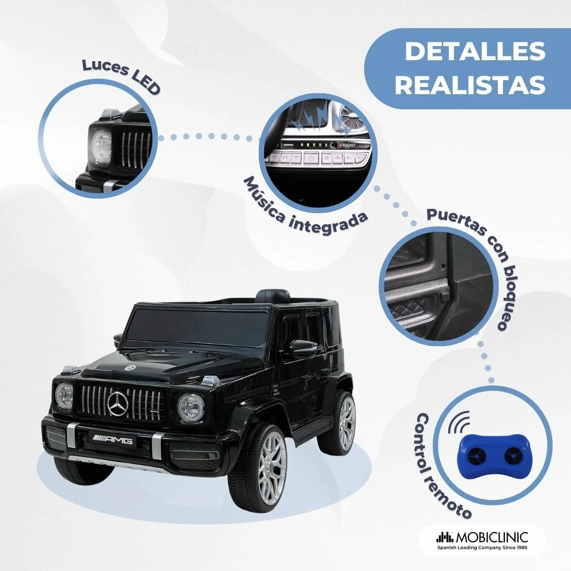 Mobiclinic Mercedes Benz AMG G63 Coche Eléctrico para Niños 12V Control Remoto y Pedal Todoterreno