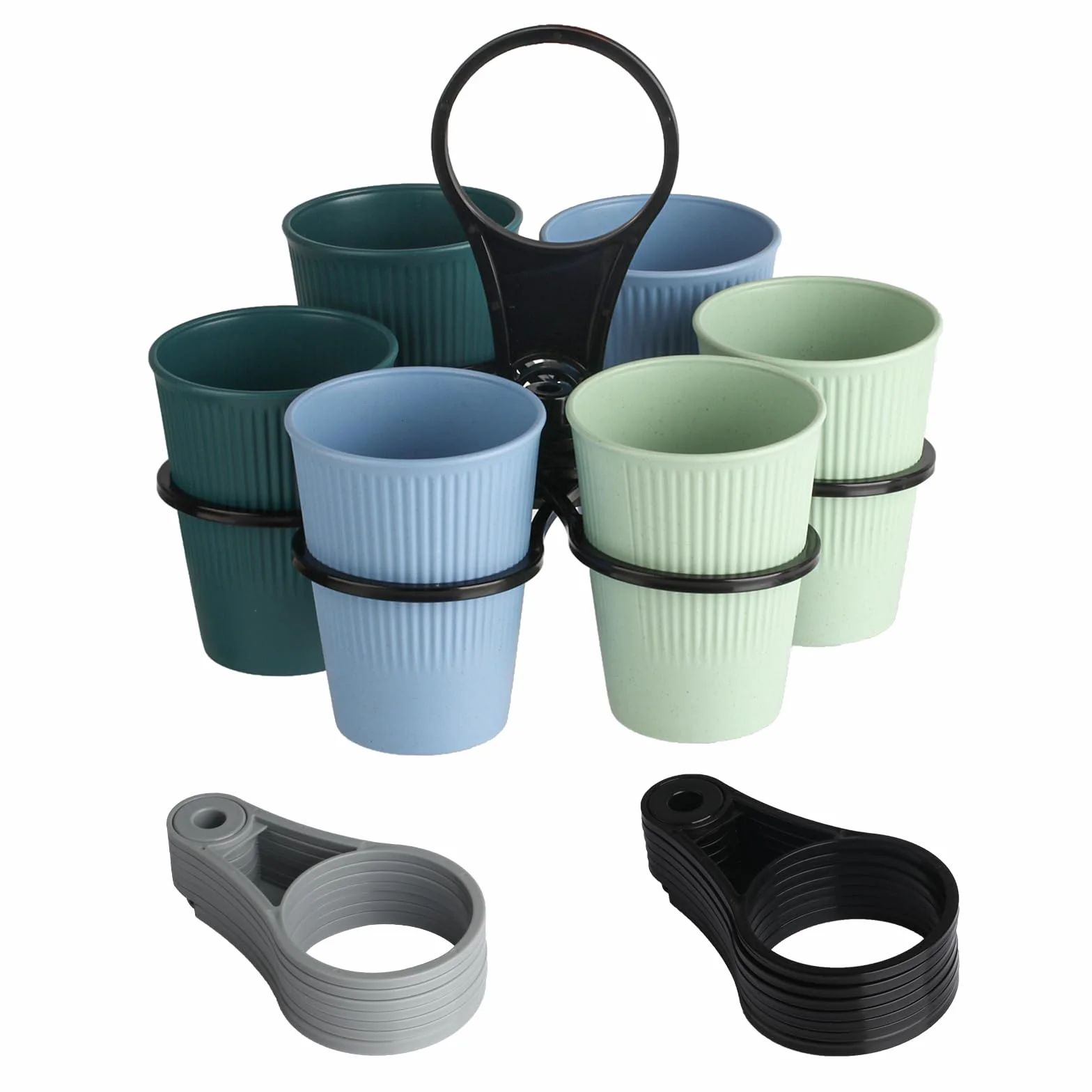 Portabebidas de 2 piezas con asa, portabebidas plegable, portacafé portátil, portavasos, portacafé, portabebidas, playa, portavasos plegable con asa para tazas, festival, deportes, vacaciones, llevar.