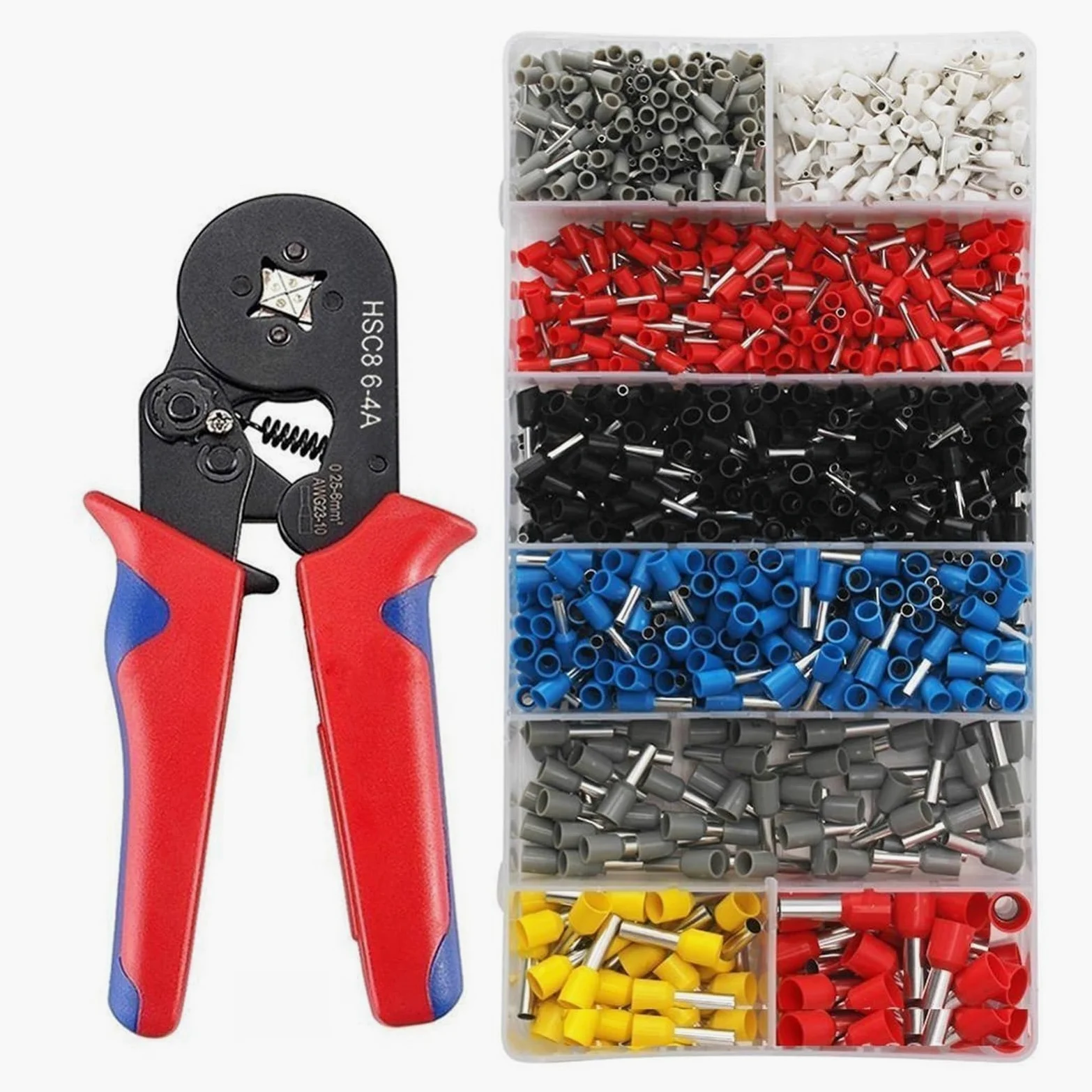 Ferrule Crimper Pliers Set, Wire Ferrule Crimping Tool Kit, Self Adjusting Ferrule Crimping Tool with 1200 Wire Terminals