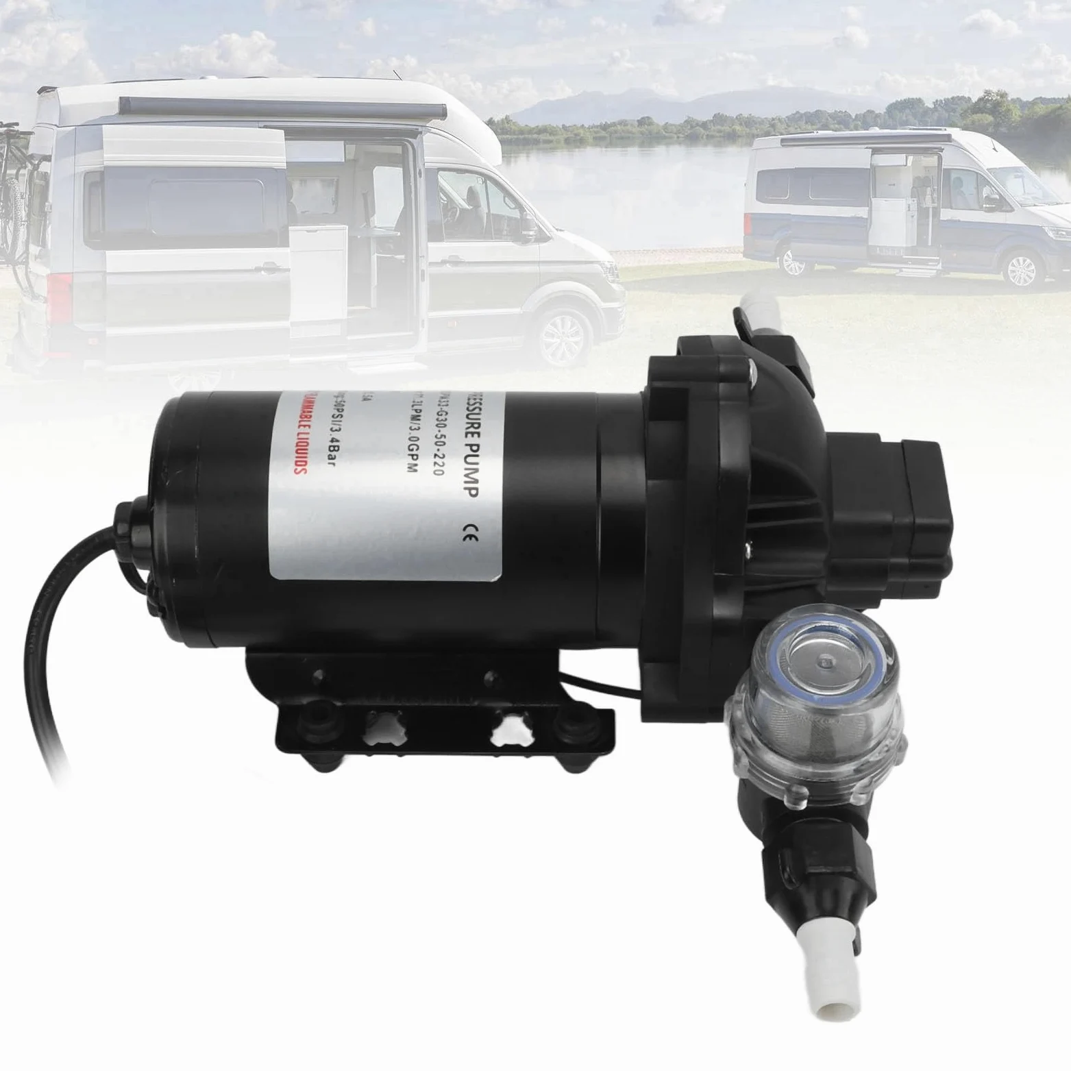 Bomba de Presión de Agua Industrial de 220V, 11,3 LPM, 50PSI, Autocebante para Coche, Caravana, Yate, Barco Marino