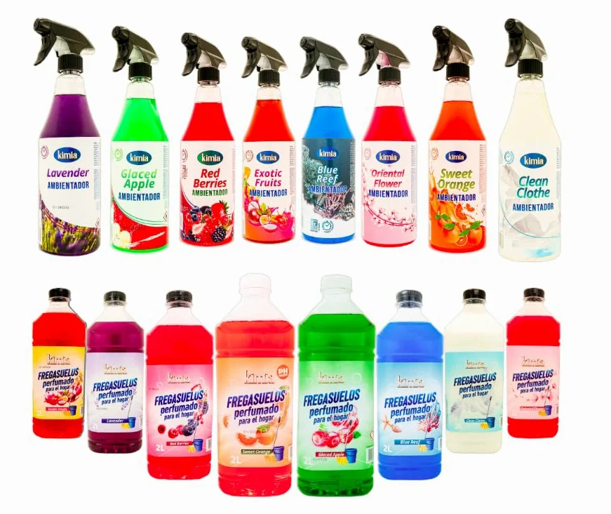 KIMIA - Pack Sensorial | 8 ambientadores concentrados de 750 ml + 8 fregasuelos de 2 L | Neutraliza olores | Limpieza profunda | Multisuperficie