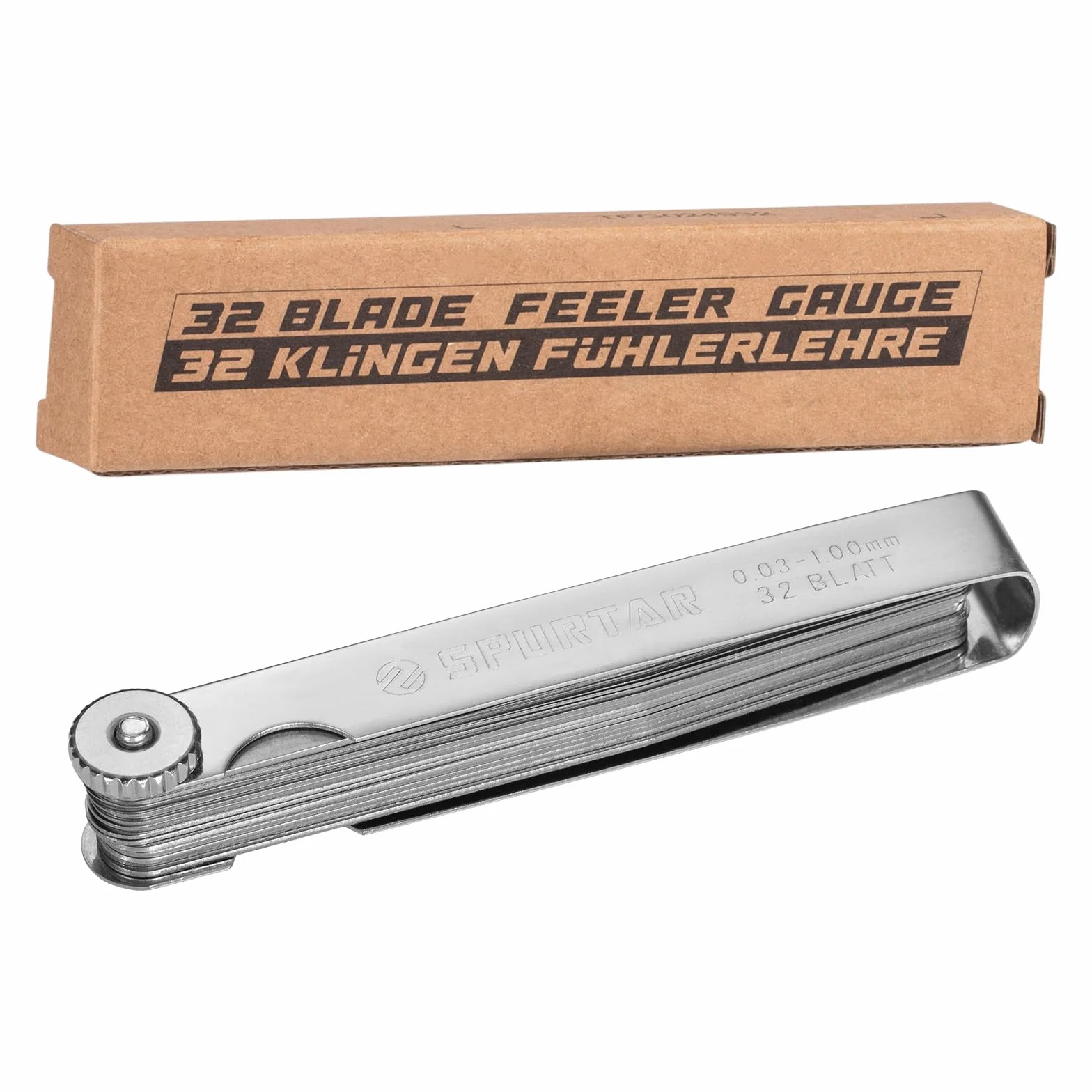 Spurtar Galgas de Espesores 32 Cuchillas 0,03-1,00mm/0,001-0,04" Dobles Métrica Imperial Herramienta