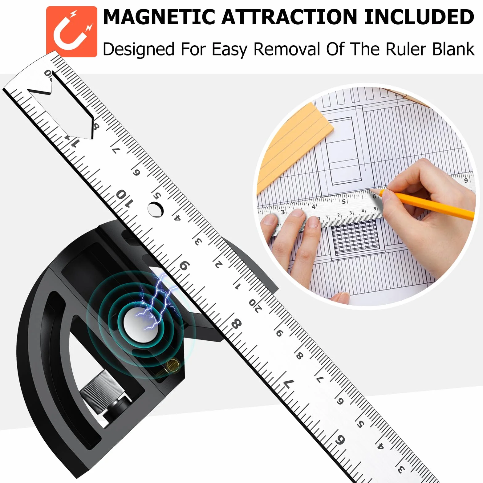 Preciva Transportador de Aluminio 30cm 0-180 Grados Regla Precisa Ajustable Acero Inoxidable para Artesanos