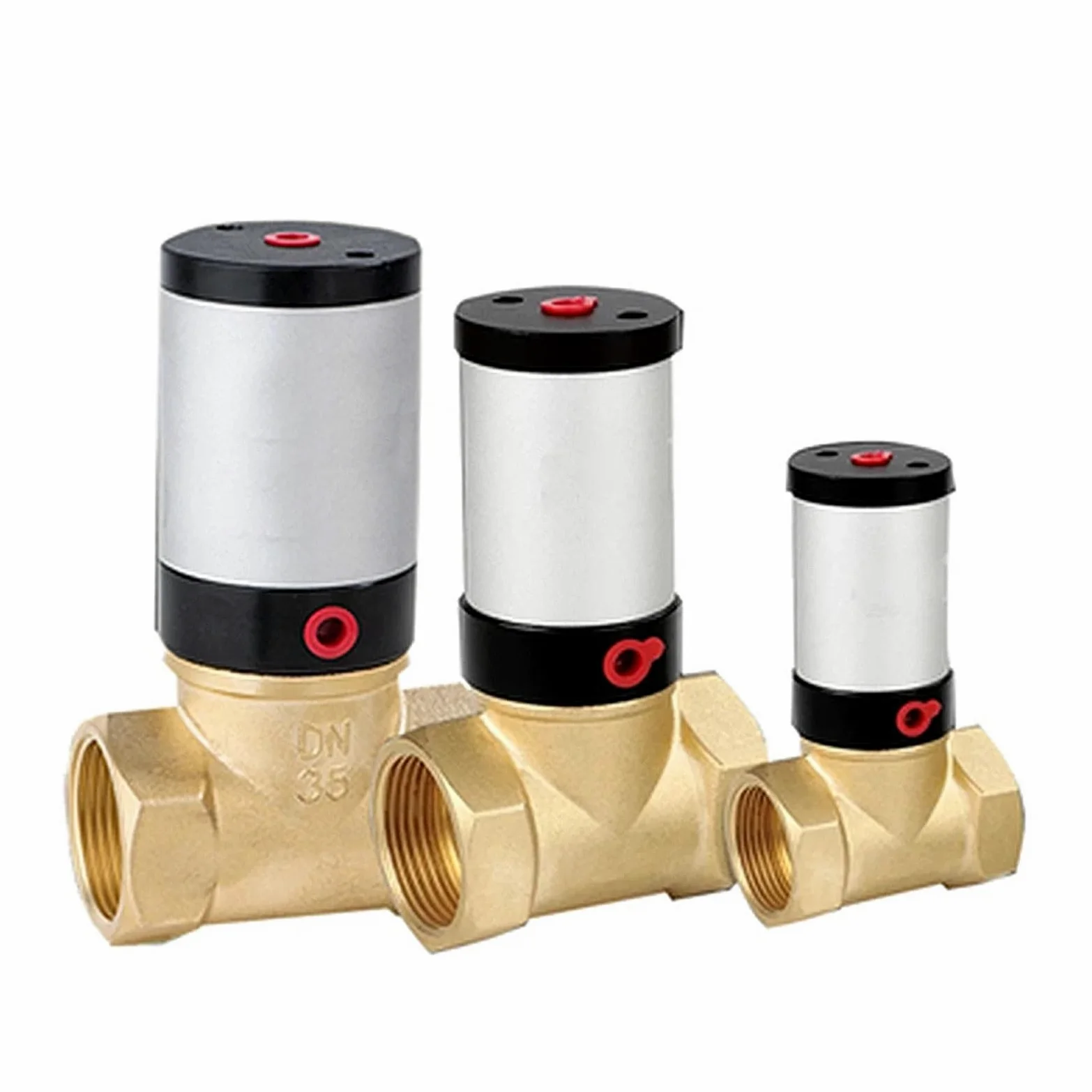 Válvula neumática de aire de corte de latón de 2/2 vías, G 1/2" 3/4" 1" DN50, N/CN/O, for agua, petróleo y gas, Q22HD-15/20/25/32/40/50(Q22HD-15 NC,NBR)