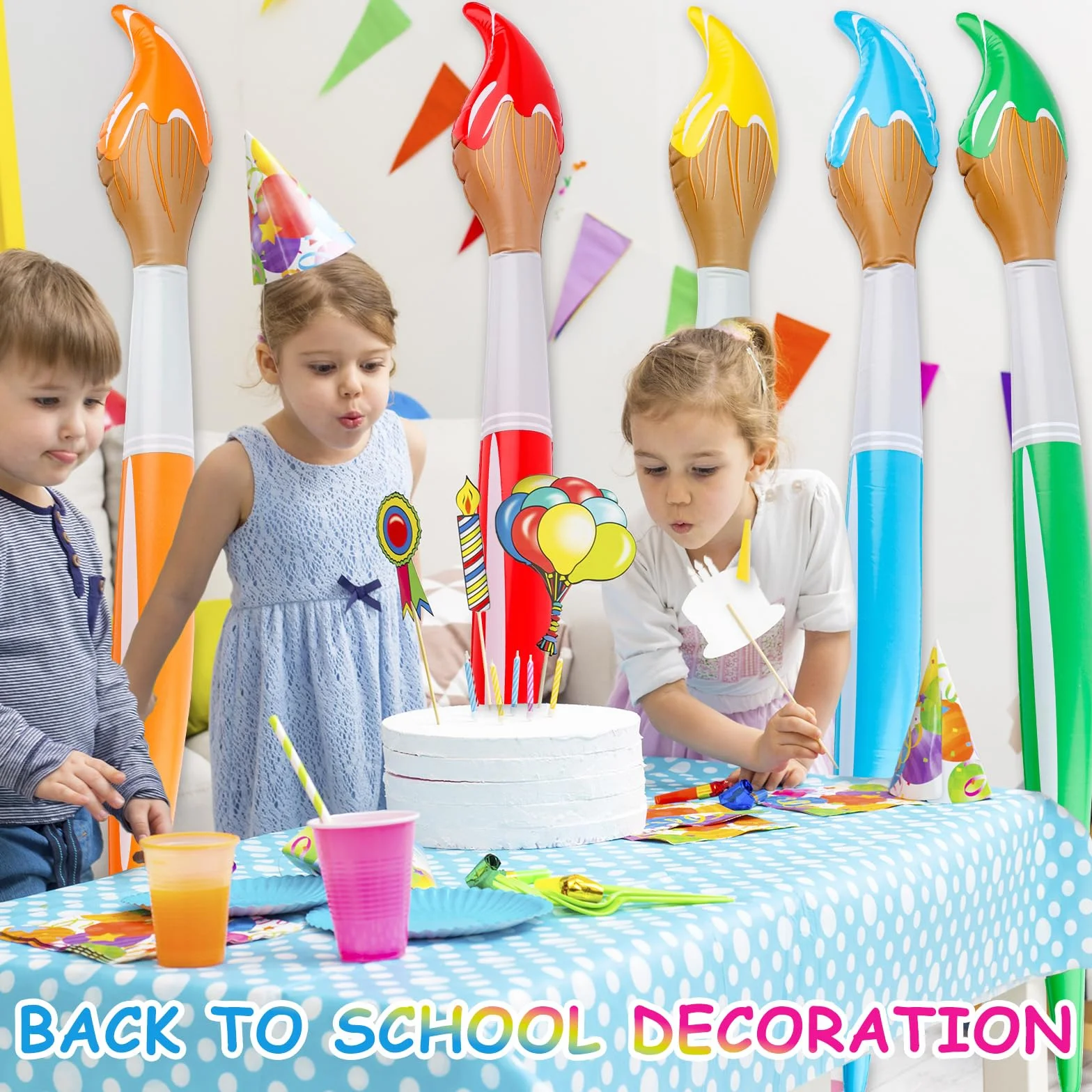 BOXOB Juego Pinceles Inflables Gigantes 105cm Globos Grandes 5 Colores