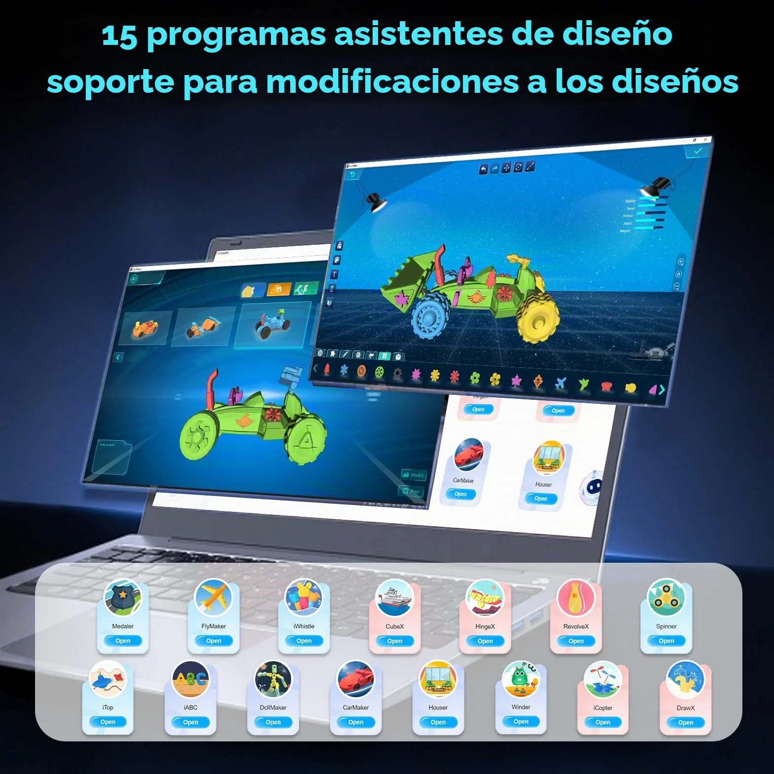 Impresora 3D X-Maker con aplicación de diseño - Aplicación de diseño de IA Completamente Cerrada, Amplia colección de Plantillas de Juguetes 3D