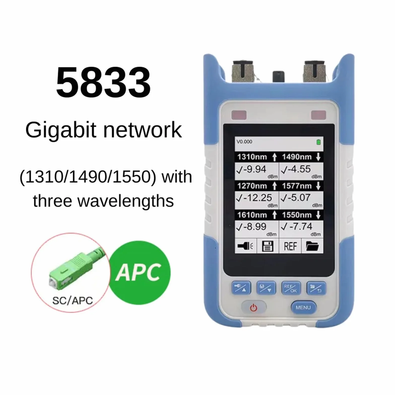 OTDR, Medidor de potencia de fibra óptica SC UPC/APC CT583-10G PON OPM 1270/1310/1490/1550/1577 Nm 10GEPON XGPON y red FTTH,Antiinterferencias(5833 APC)