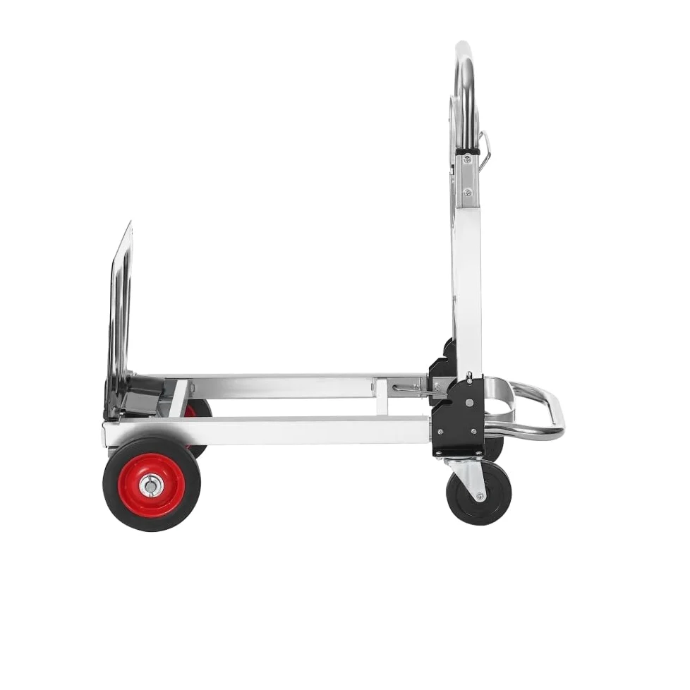 Patuk-Shop Carretilla de Mano Plegable de Aluminio Carro de Mano 2 en 1 Carretilla de Transporte Plegable con Plataforma Carga de 181 kg Ruedas de Goma para Transporte de Mercancías de Almacén