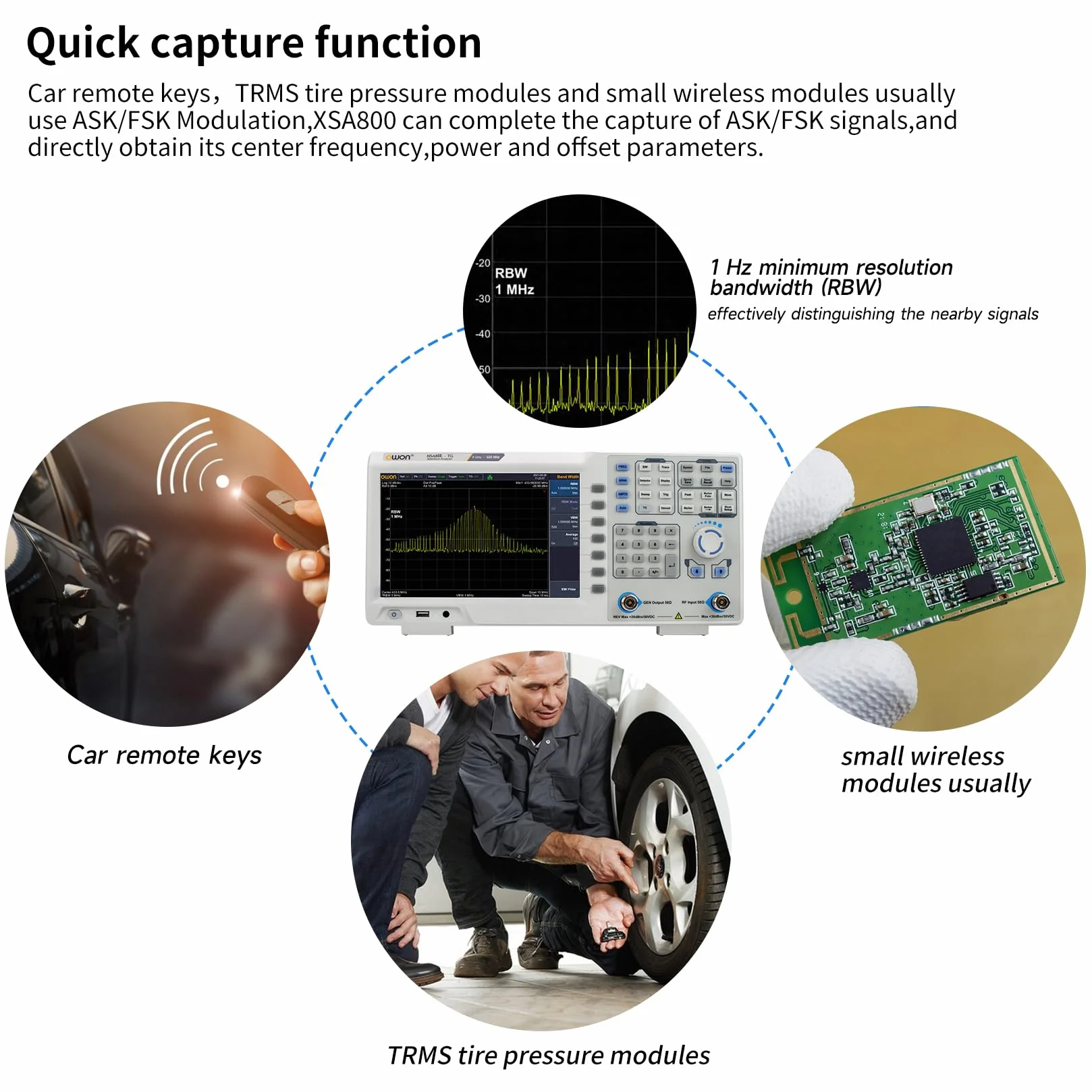 OWON XSA805-TG Analizador de espectro LCD de 9 pulgadas con generador de seguimiento, rango de frecuencia de 9 kHz a 500 MHz, alta resolución de 1280X800 píxeles con USB, LAN, auriculares, HDMI