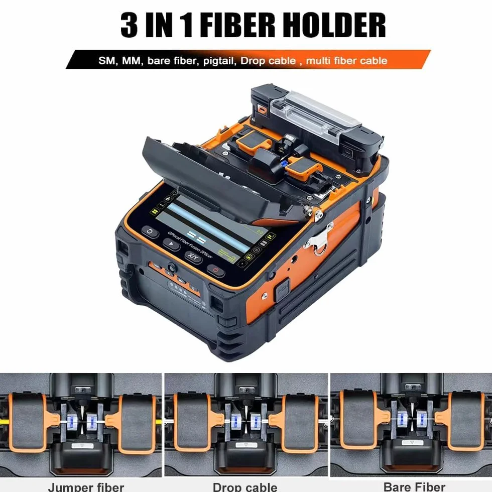 Signal fire Modelo AI-9 - Empalmador de fusión de fibra óptica de seis motores de alineación de núcleo de fibra empalme de fusión automática FTTH fibra óptica empalme 5S calefacción 15S
