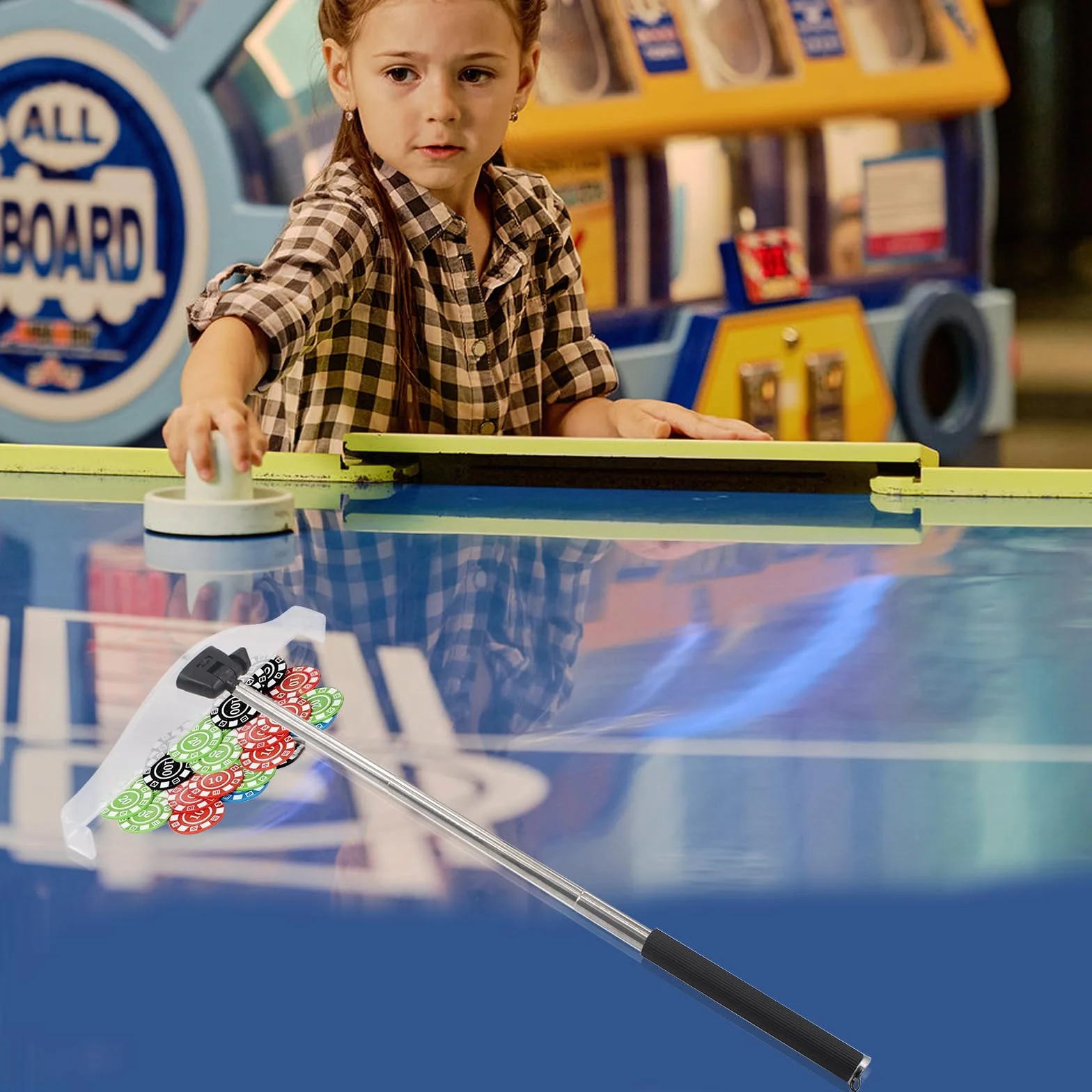 Poker Chip Pusher Teleskop Rulette Rastrillo Colector Longitud Ajustable 22-95 cm Mango Antideslizante