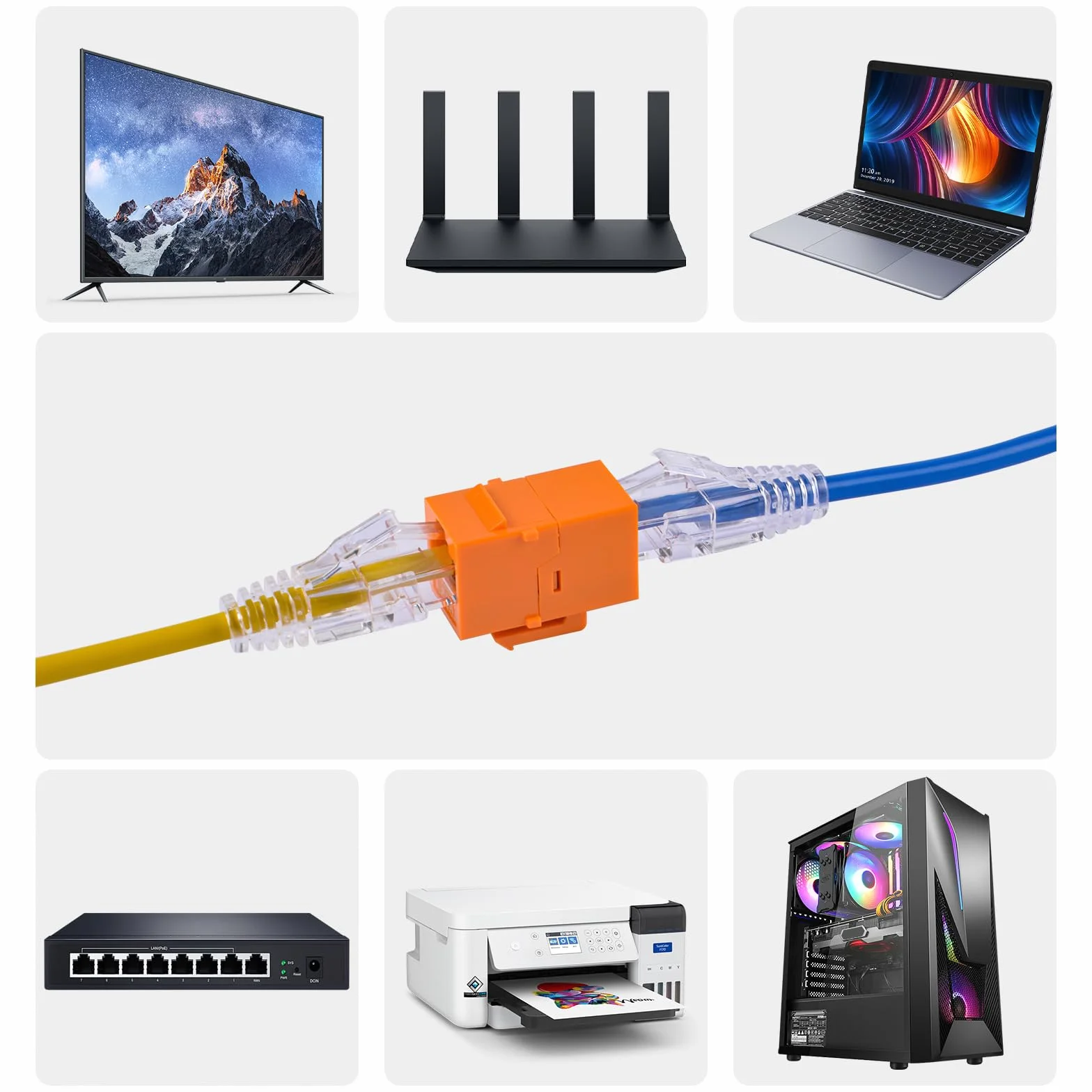 GeeekPi Panel de conexión de 10" 0,5U 12 Puertos Cat6 RJ45 para Gabinetes de Red