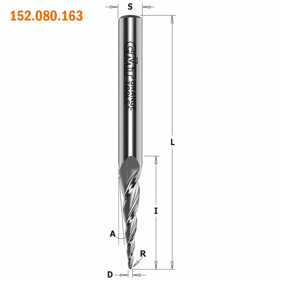 CMT ORANGE TOOLS 152.120.605 - FRESA HELICOIDAL POSITIV. RADIO CONVEXO 2D/3D D=6 S=12