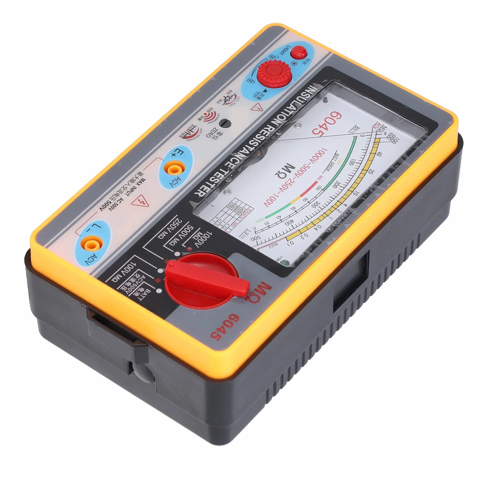 Probador de Resistencia de Aislamiento Analógico, CC 100/250/500/1000 V Y CA 750 V Y Medidor de Megaohmios de Batería, 5-2000 Mohm para Pruebas de Infrarrojos