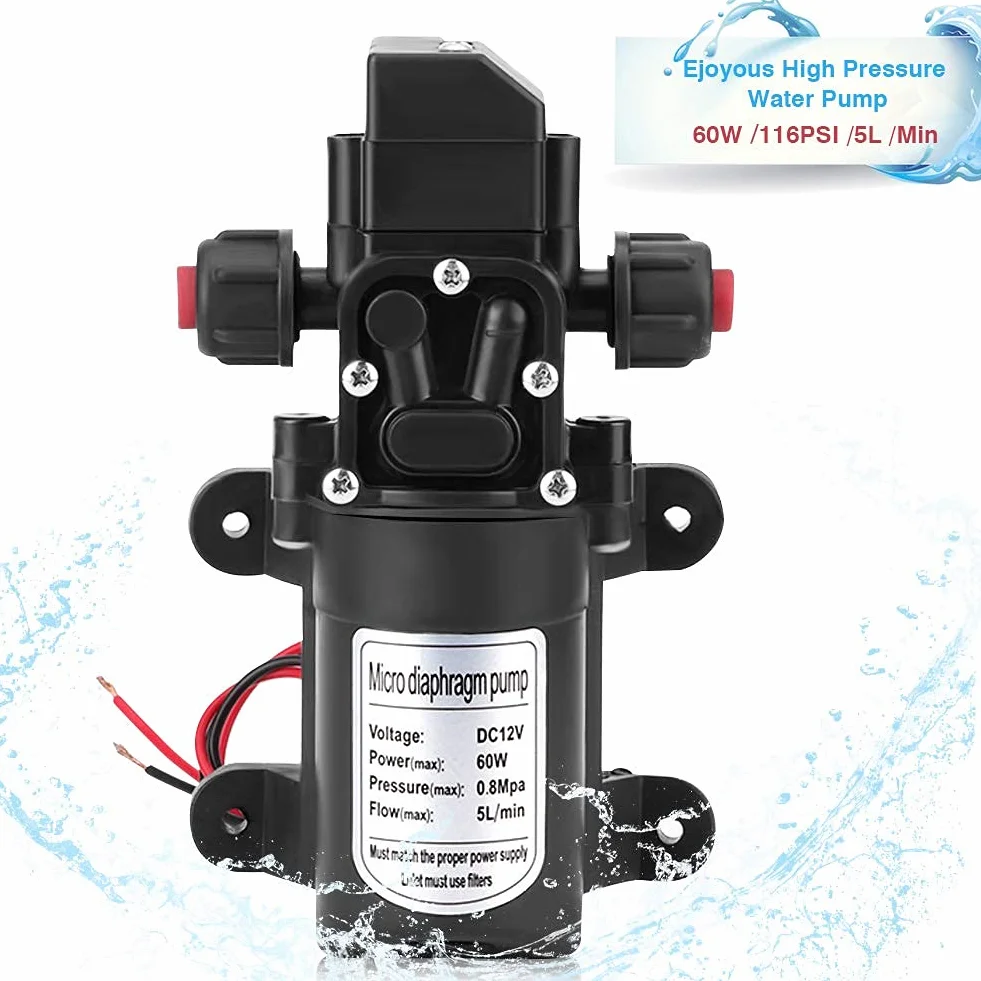 Bomba de Agua de Diafragma Autocebante Alta Presión 12V 116PSI