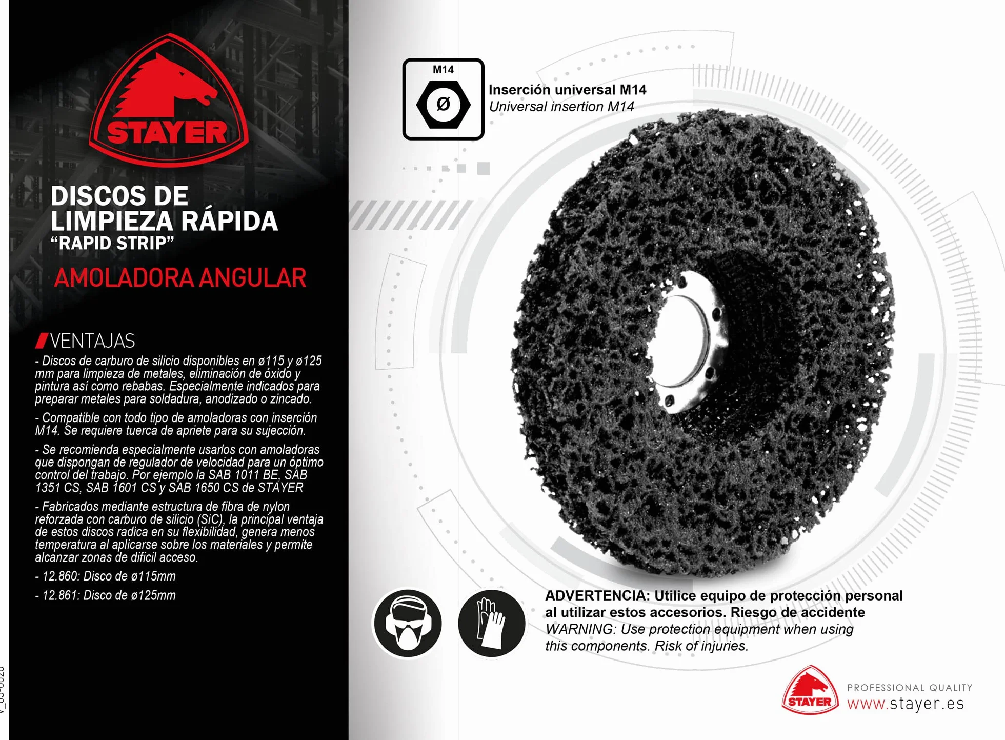 Disco de carburo de silicio ø115mm. STAYER