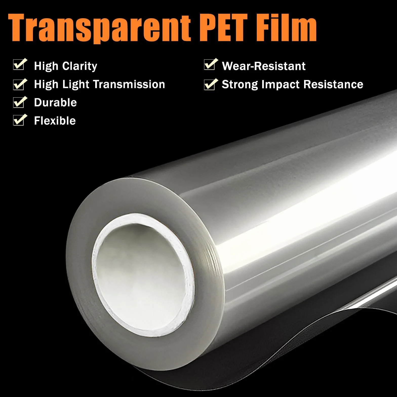 COYOUCO Rollo Lámina Pet Transparente 0,3mm Película Liberación Poliéster Aislante Alta Temperatura 50m Electrónica