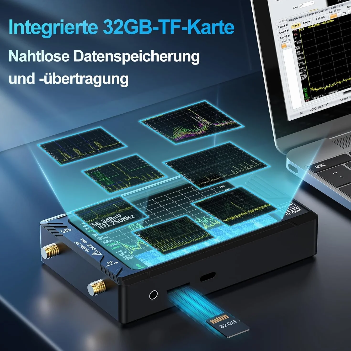 AURSINC TinySA Ultra+ ZS407 Analizador de Espectro 7,3 GHz Versión 2025 V0.5.4, Pantalla Táctil 4", Generador de Señal RF 2 en 1 100kHz-900MHz, MF/HF/VHF/UHF, entrada