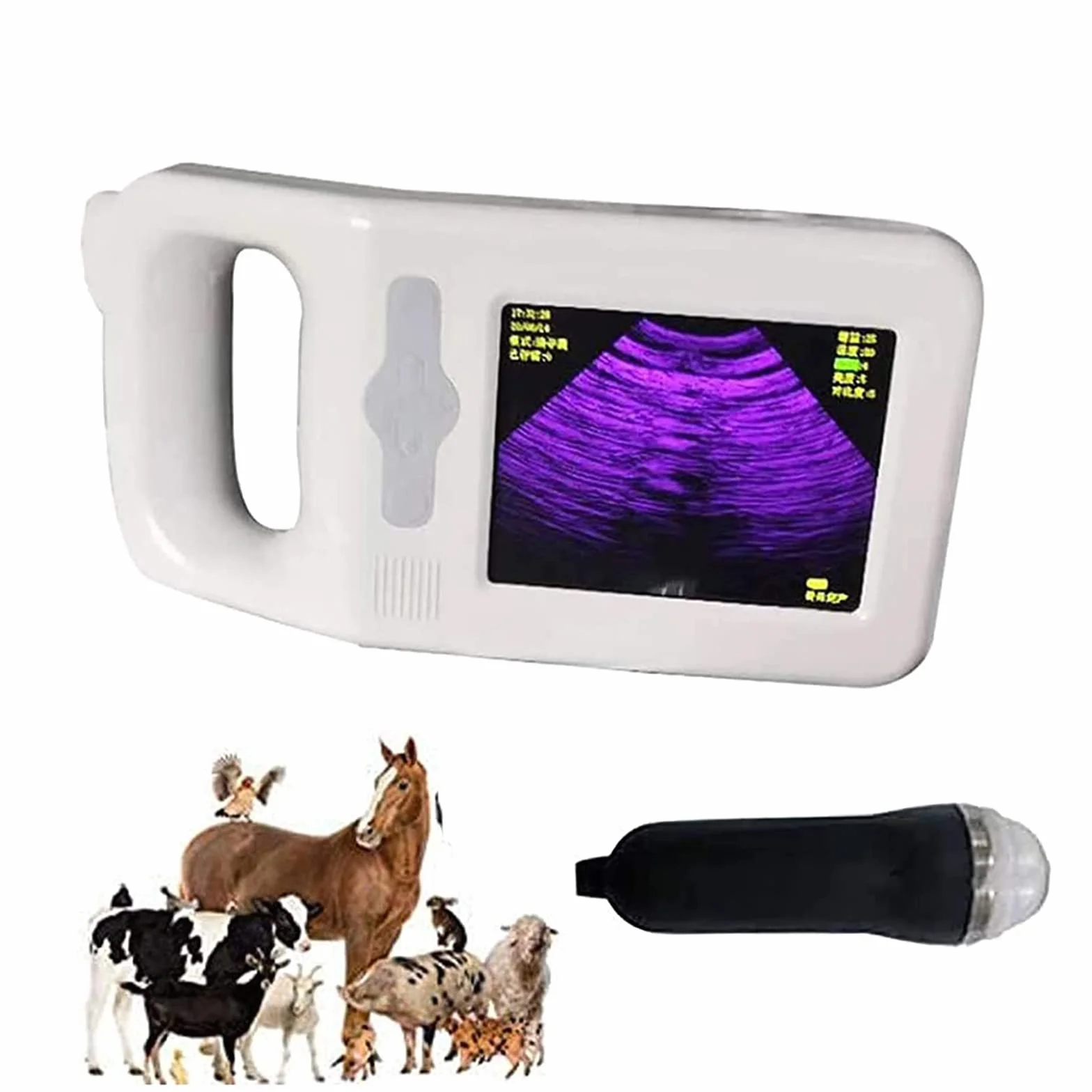 MOLVUS Ecógrafo Veterinario, Escáner De Ultrasonido para Embarazo Veterinario, Escáner De Ultrasonido Veterinario con Sonda Convexa De 3,5 MHz, Escáner De Sonido B-Ultra para Ovejas Y Cerdos