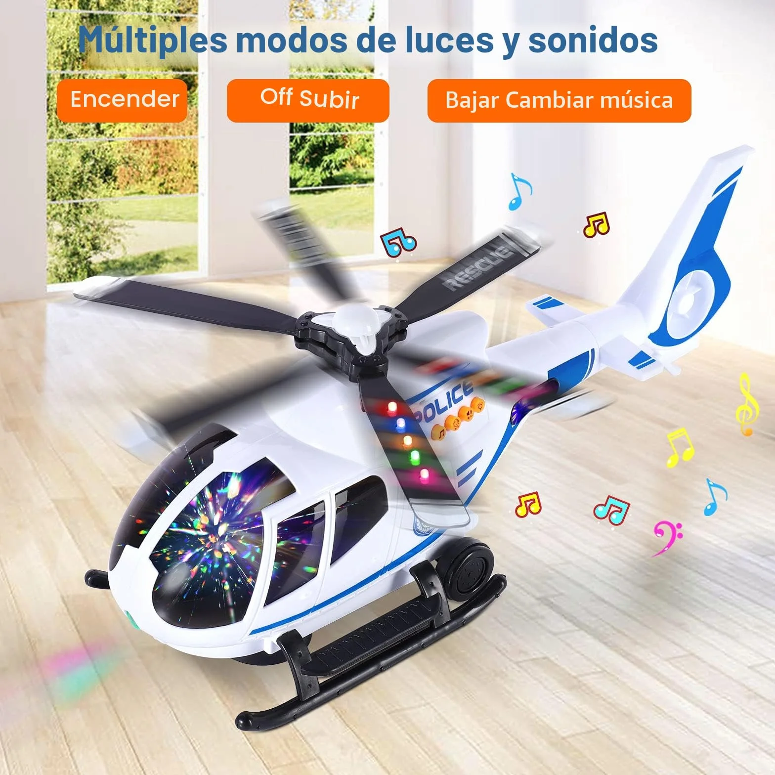 Juego Aviones de Control Remoto, Helicóptero Rescate, Avión Coche Educativo con Ruedas Inercia, Luces LED y Música para Niños 3-8 Años
