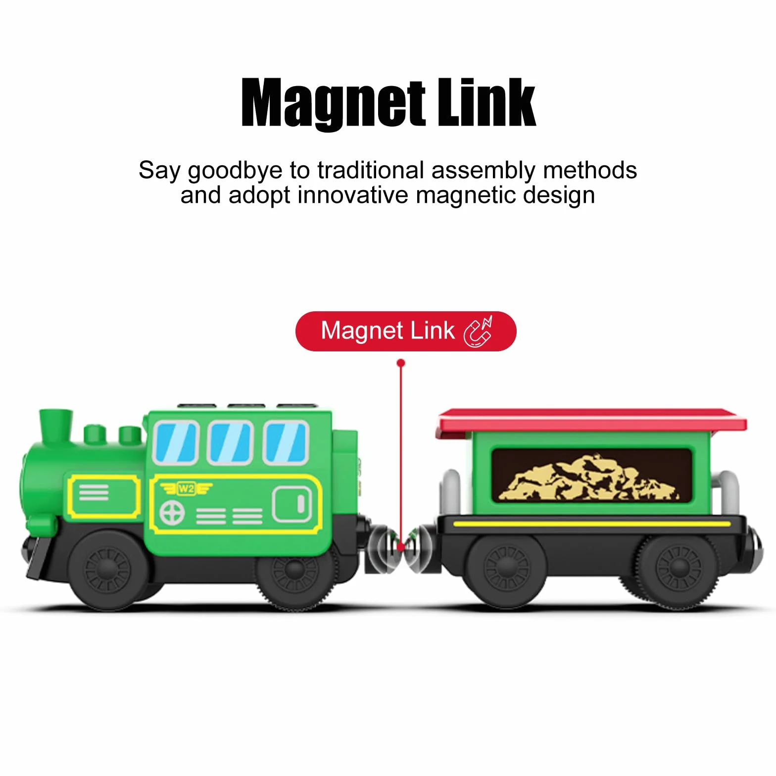 OBEST Tren Electrico Teledirigido para Niños con Luz y Sonido, Motorizado Magnético Control Remoto