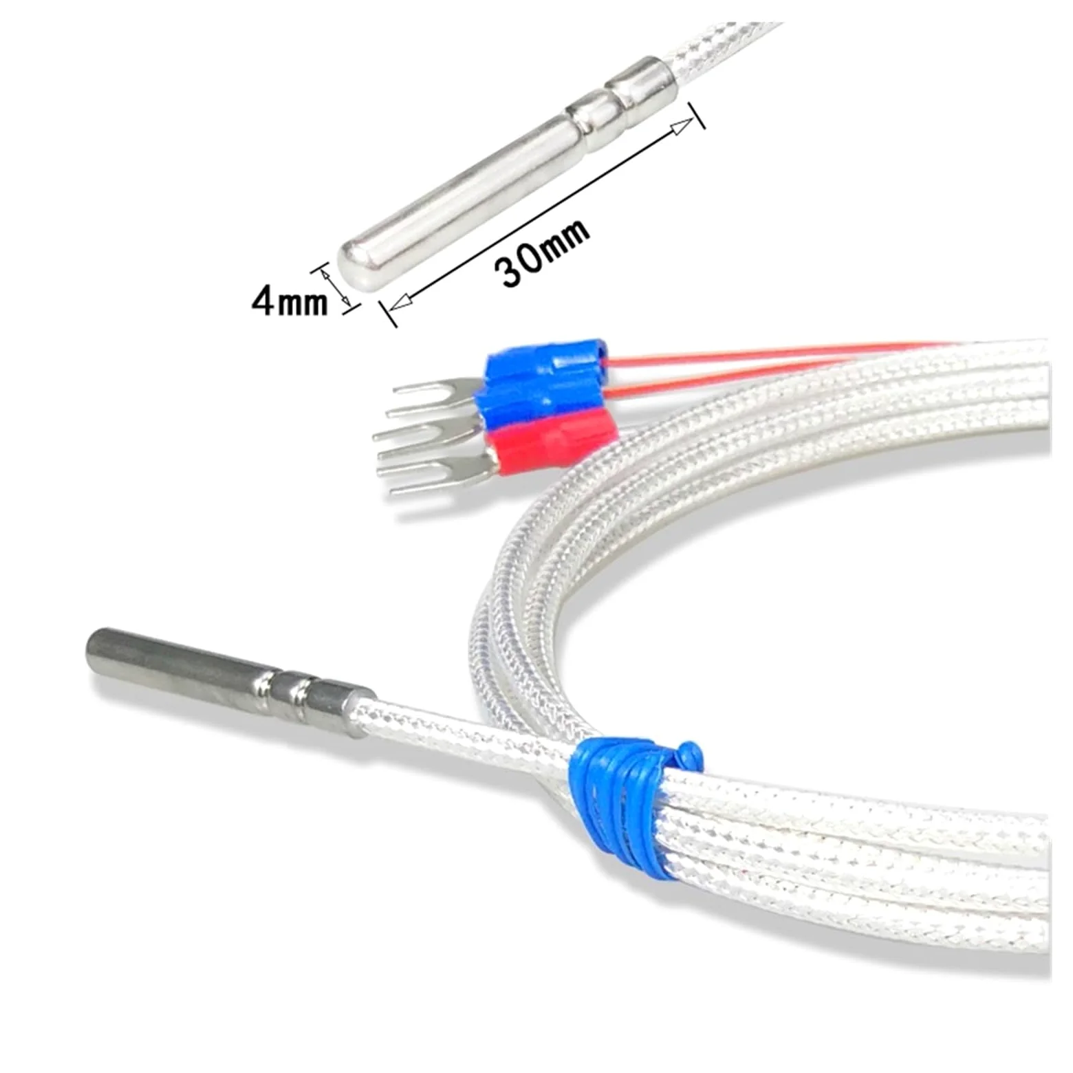 Sensor de temperatura PT100 de 4 mm x 30 mm, termopar de acero inoxidable, cable de 1/2/3/4/5 m(PT100 5M)