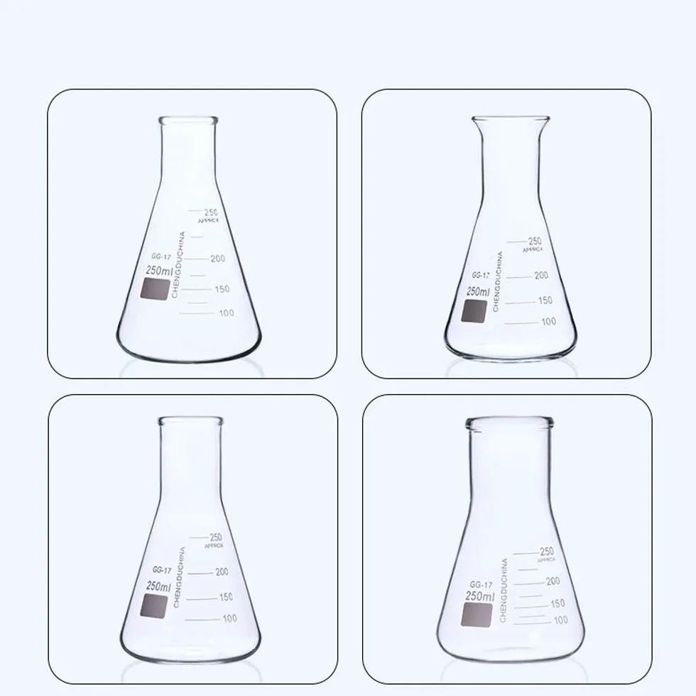Frasco graduado de vidrio de boca ancha y estrecha, 50 100 250 500 1000ml, cristalería de laboratorio, experiencia química, GG-17(2000ml Small Port)