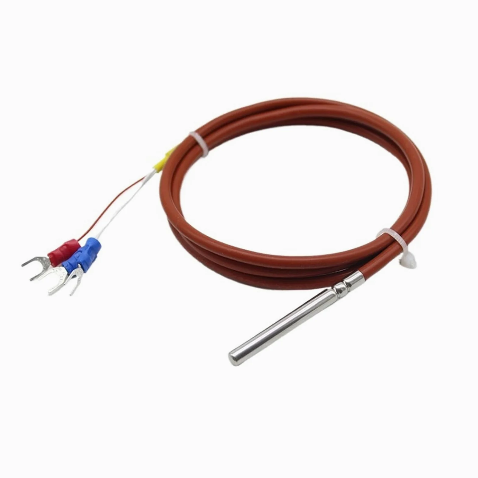 Sensor de temperatura a prueba de agua PT100 PT1000, sonda RTD, Detector de resistencia de platino, Cable de silicona de 3 hilos | PT100 Type with 8m