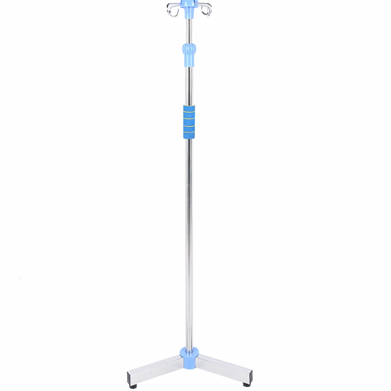 Soporte para Poste Intravenoso, portátil plegable médico IV fluido bolsa de pie con 4 ganchos y 3 ruedas, altura ajustable de acero inoxidable IV bolsa de pie para los hospitales