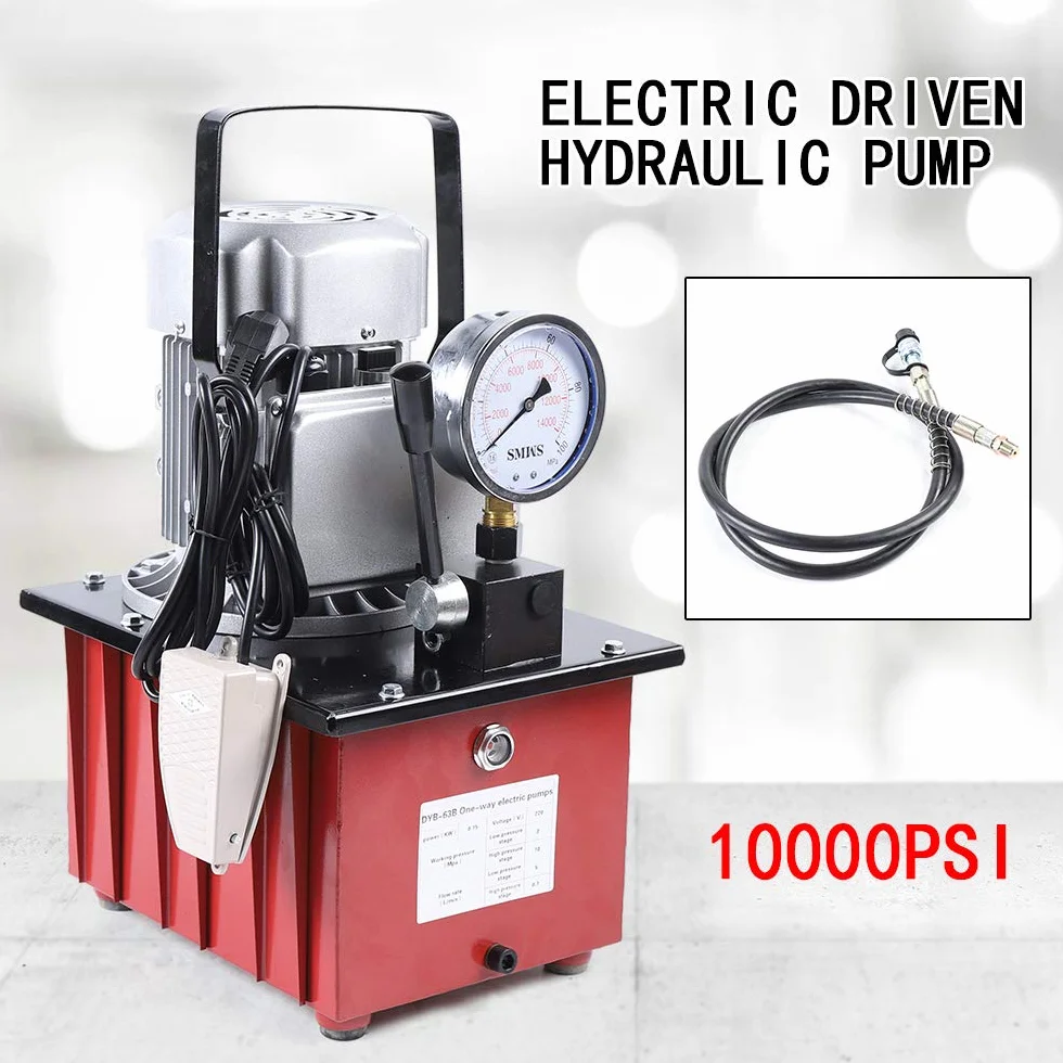 Bomba hidráulica eléctrica, bomba hidráulica de 750 W, 220 V, con depósito de combustible de 7 litros, bomba hidráulica eléctrica de 20 a 700 bar
