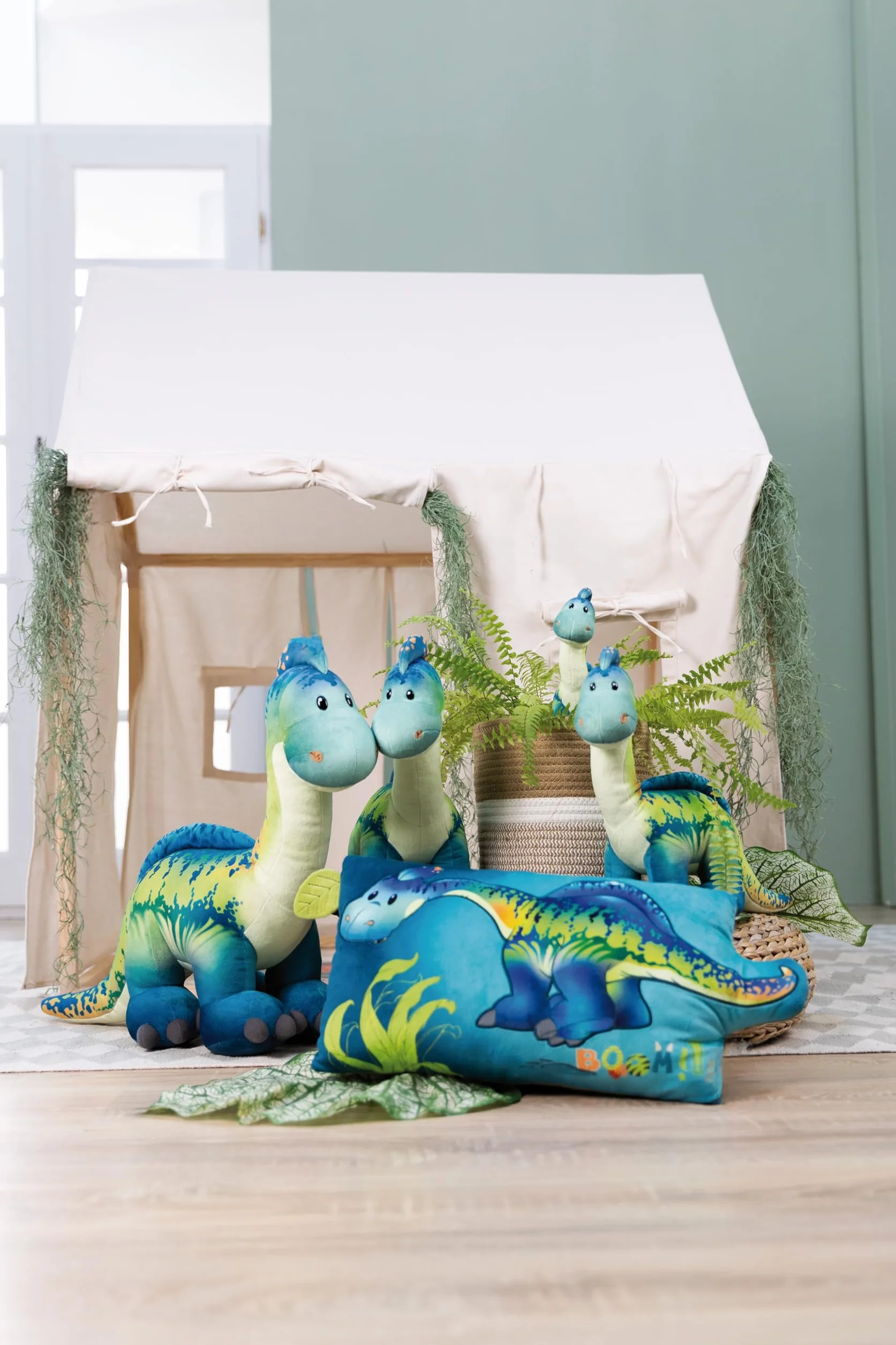 Cojín Dinosaurio Snackilus 43x25 cm Azul Suave Diseño Animal para Niños
