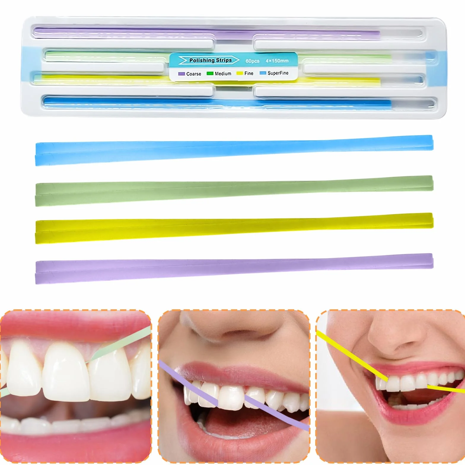 Tiras Abrasivas Dentales 180 Piezas Multifuncionales 150 mm Coloridas