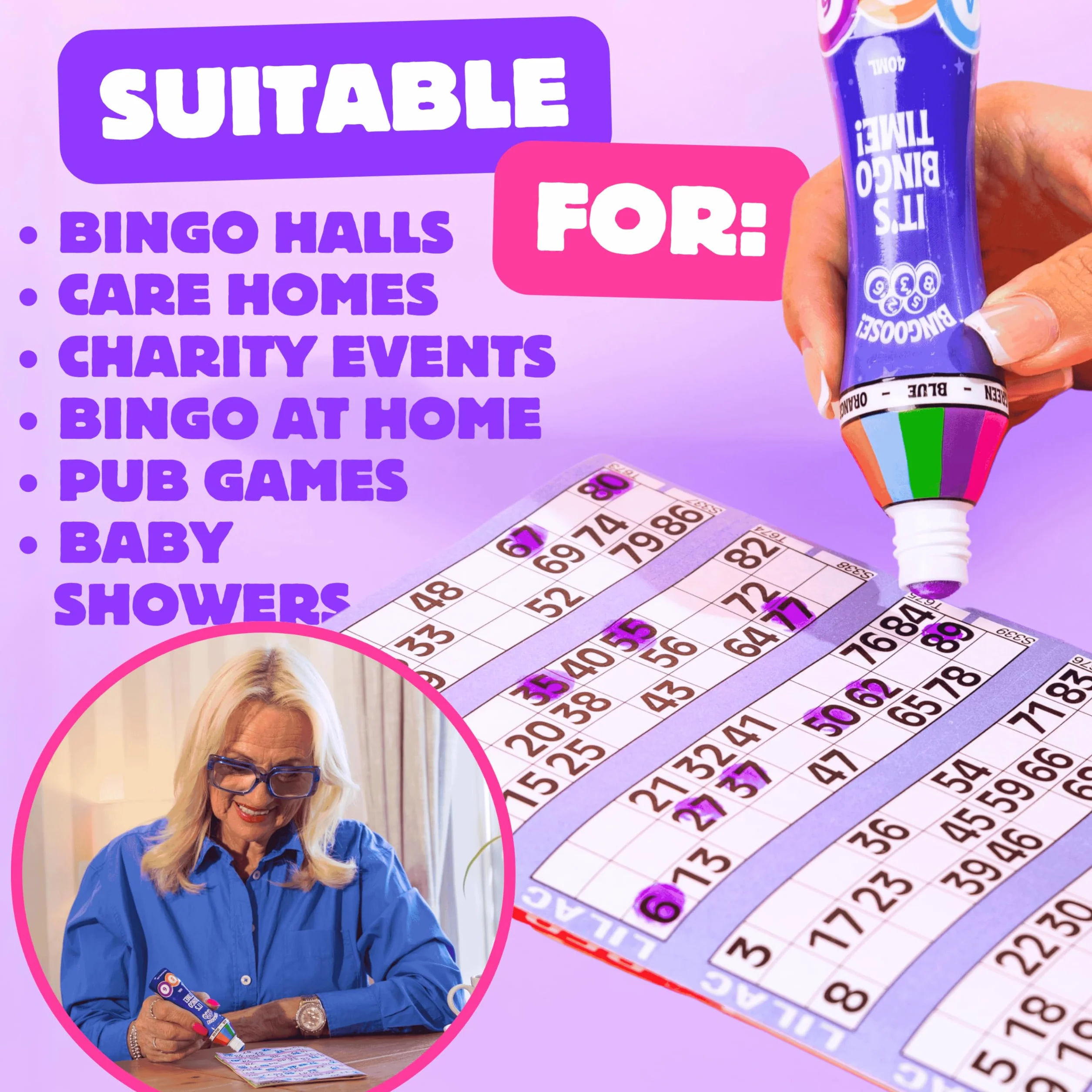 Bingo Dabbers Juego de 6 Bolígrafos de Bingo Punta de Esponja Marcadores Brillantes