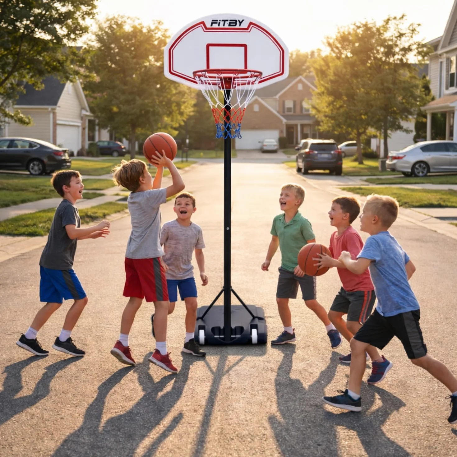 Canasta de Baloncesto Exterior Altura Ajustable Portátil con Ruedas para Niños y Adultos