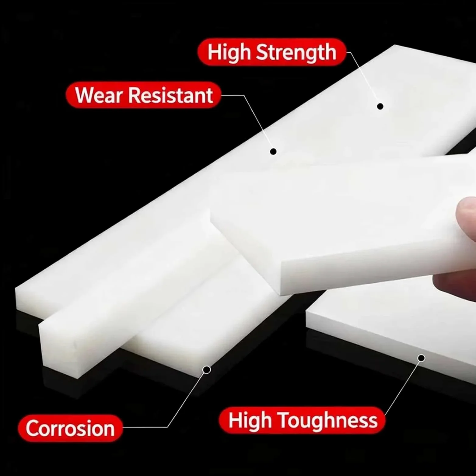 Varilla nylon Desgaste - proceso plástico de nylon blanco resistente del cojín perforación bloque Rod PA66 la barra cuadrada(White,1pcs 15x300x300mm)