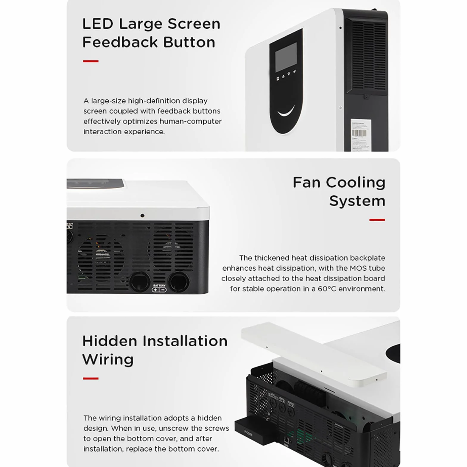 Inversor solar híbrido de 2000 W y 3200 W, inversor de onda sinusoidal pura para el hogar, 12 V, 24 V-220 V, con controlador de carga solar MPPT de 80 A, cargador híbrido para autocaravanas y casas