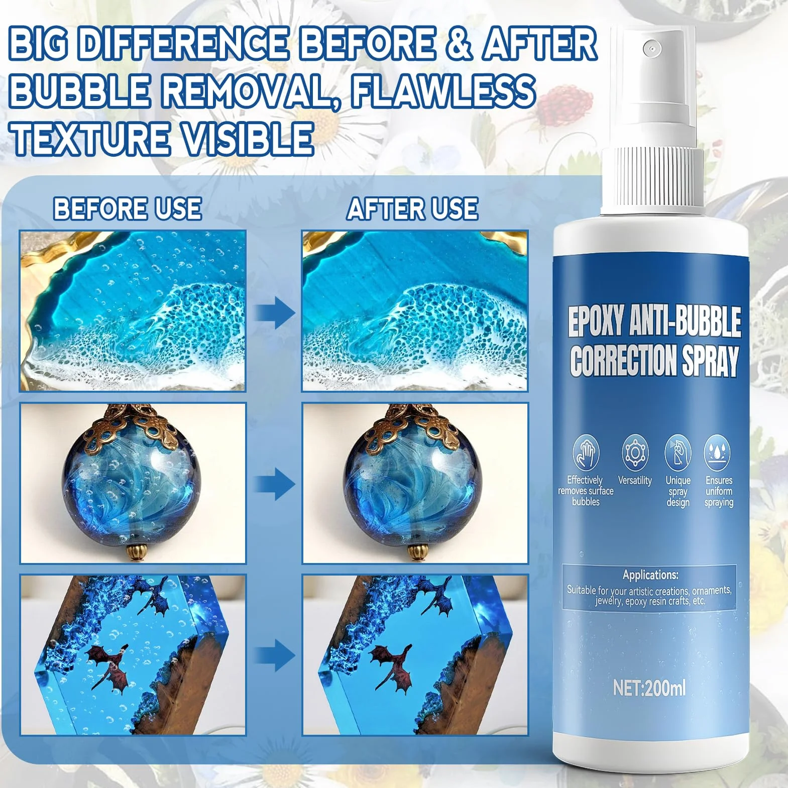 Spray Anti-Burbujas Para Resina Epoxi, Elimina Burbujas Superficiales, 200ml