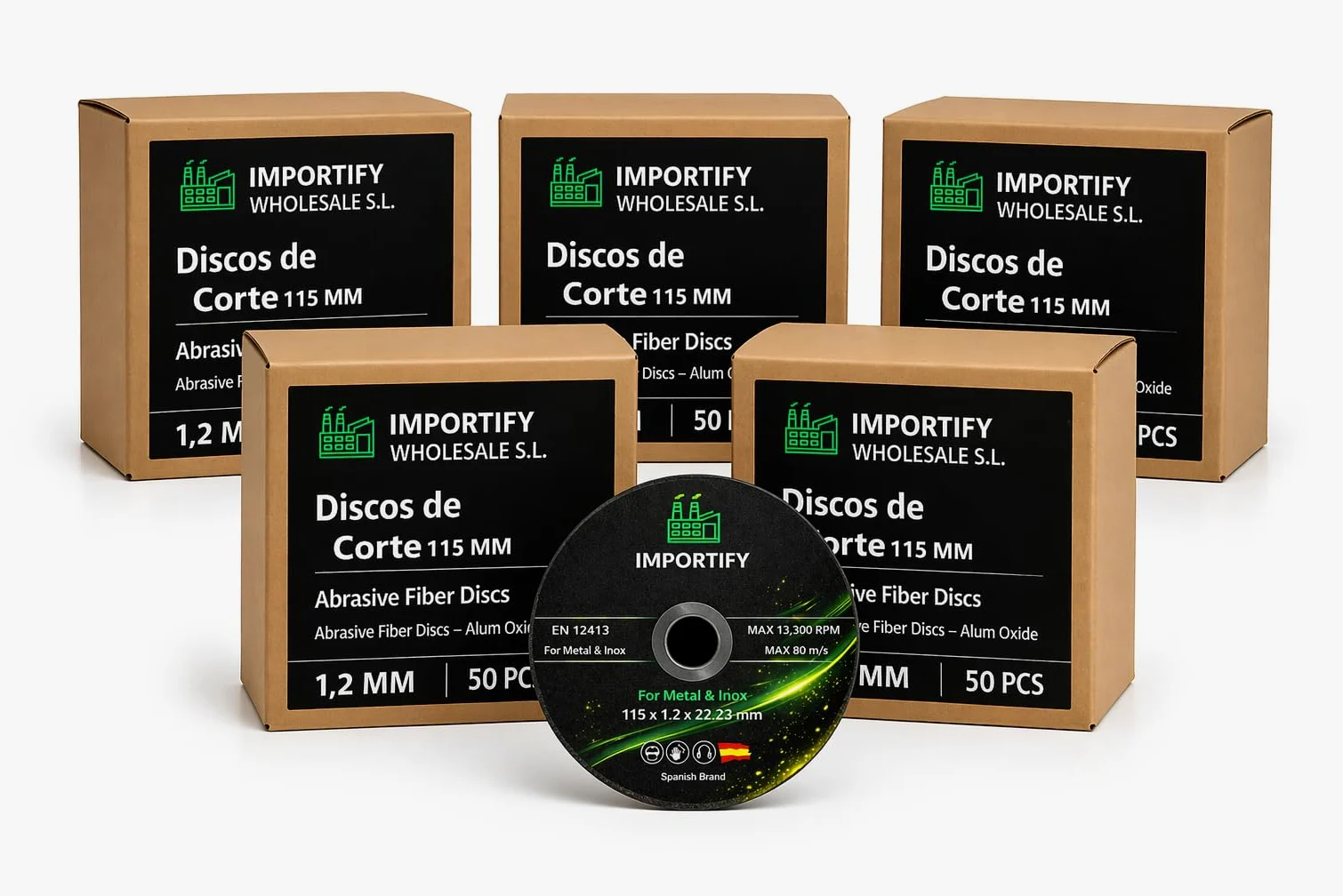 IMPORTIFY Discos de Corte para Amoladora Angular | Pack 250 Unidades | Uso Profesional | Metal, Acero e Inox | 1,2 mm (115 mm)