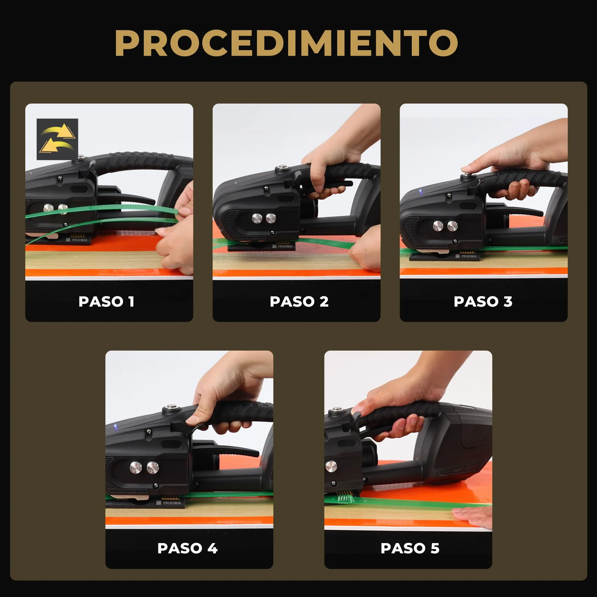 U.S. Solid Máquina flejadora eléctrica automatica para banda PP/PET de 13 a 16 mm, 2 pilas 4000 mAh recargables bateria