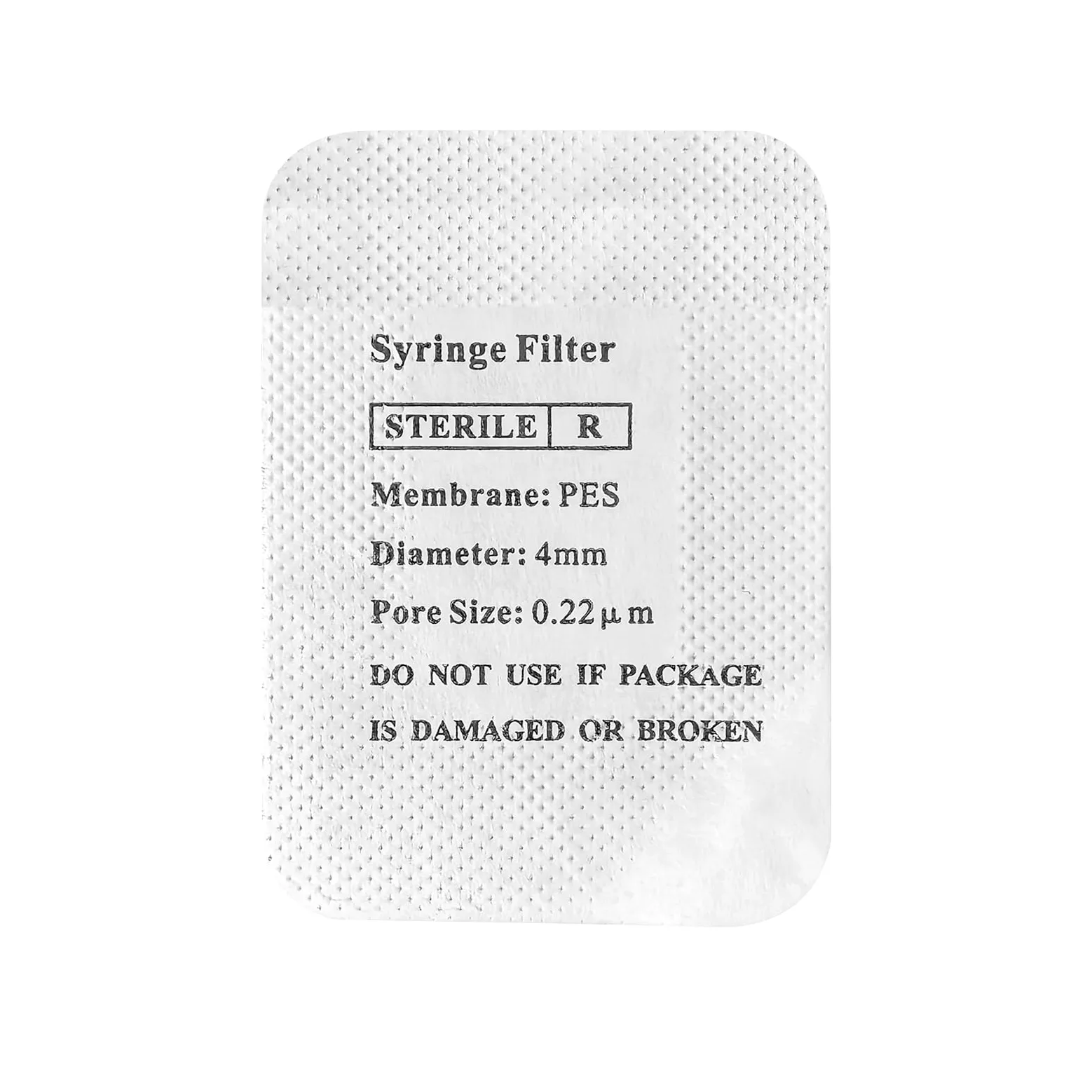 Filtro de jeringa estéril, membrana PES hidrofílica de 0.22 um, tamaño de poro de 4 mm de diámetro, filtración PES para laboratorio, envasado estéril, 100 unidades