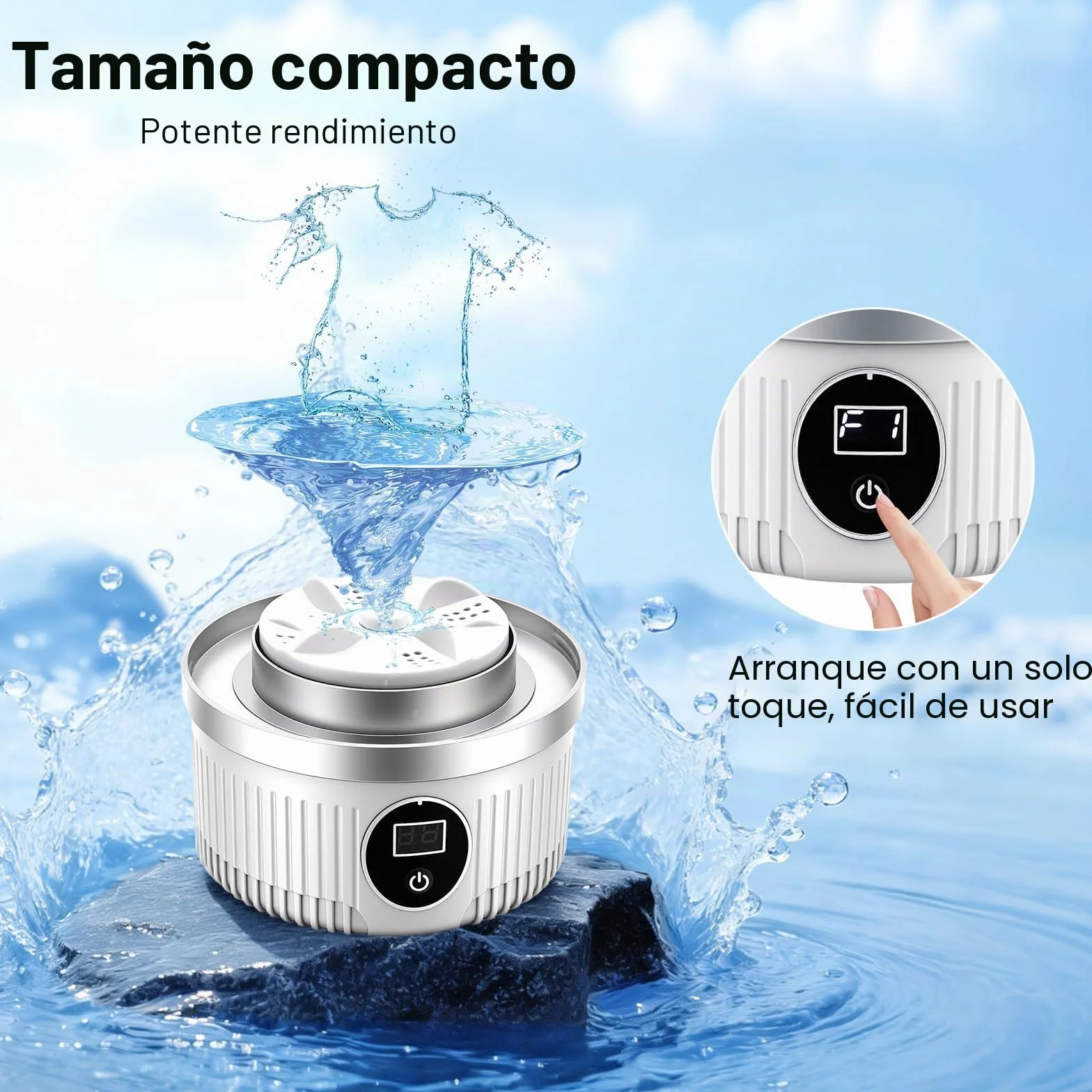 Lavadora mini portátil inalámbrica recargable, taza de lavandería para sujetador y ropa interior, calcetines blanco