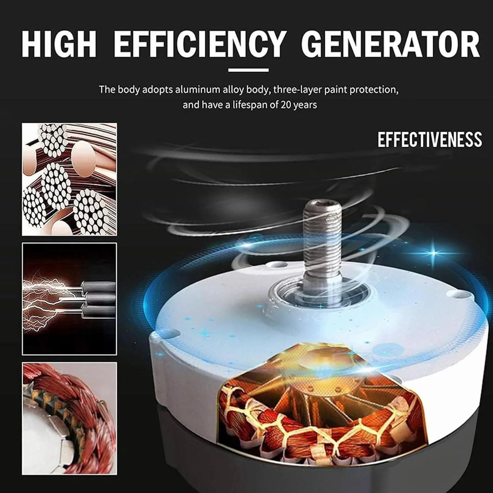 Kits Generador Turbina Eólica 5000W/9000W, Turbina Eólica Levitación Magnética Vertical,Generador Viento Vertical Levitación Magnética Turbina Eólica Vertical para Barco Doméstico,5000W-12V