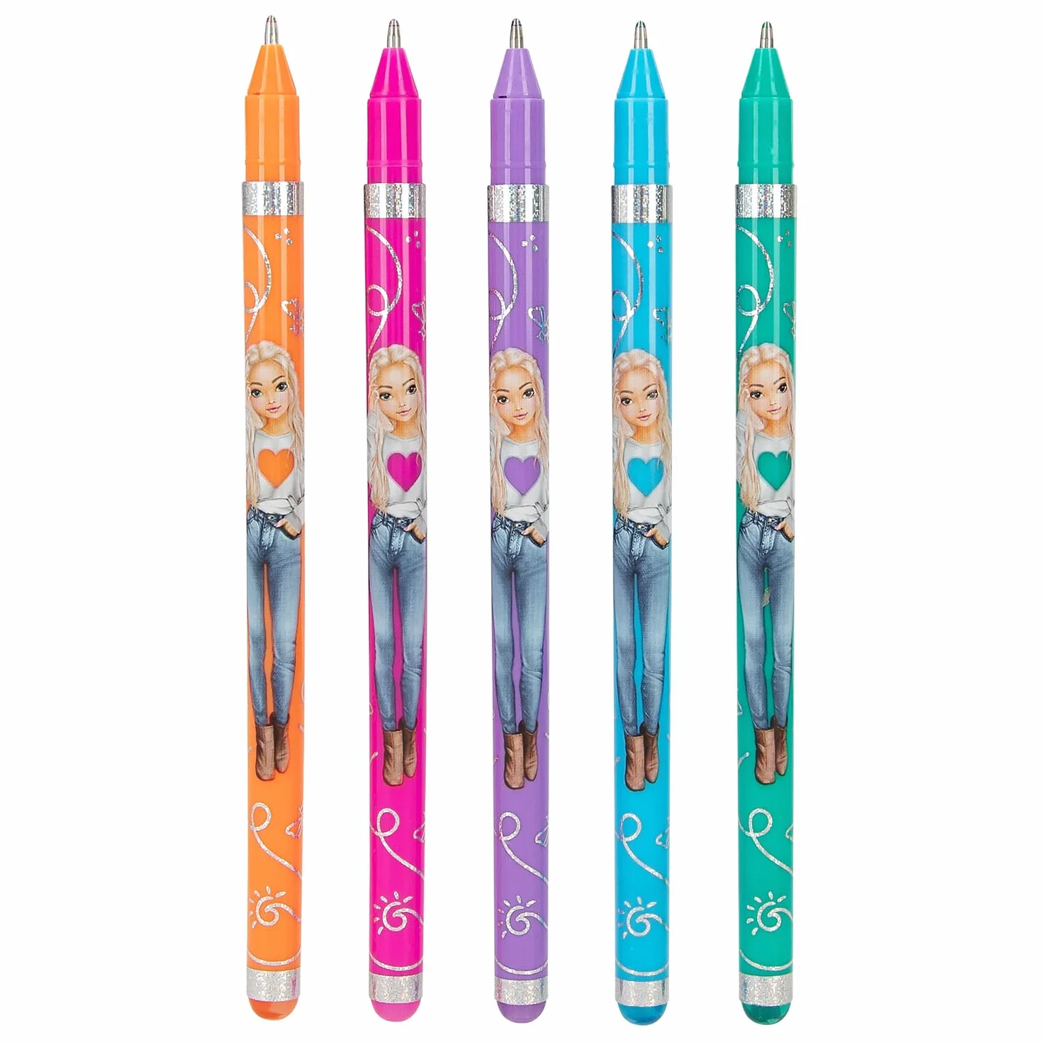 Depesche TOPModel Set rotuladores gel purpurina estuche transparente 5 colores