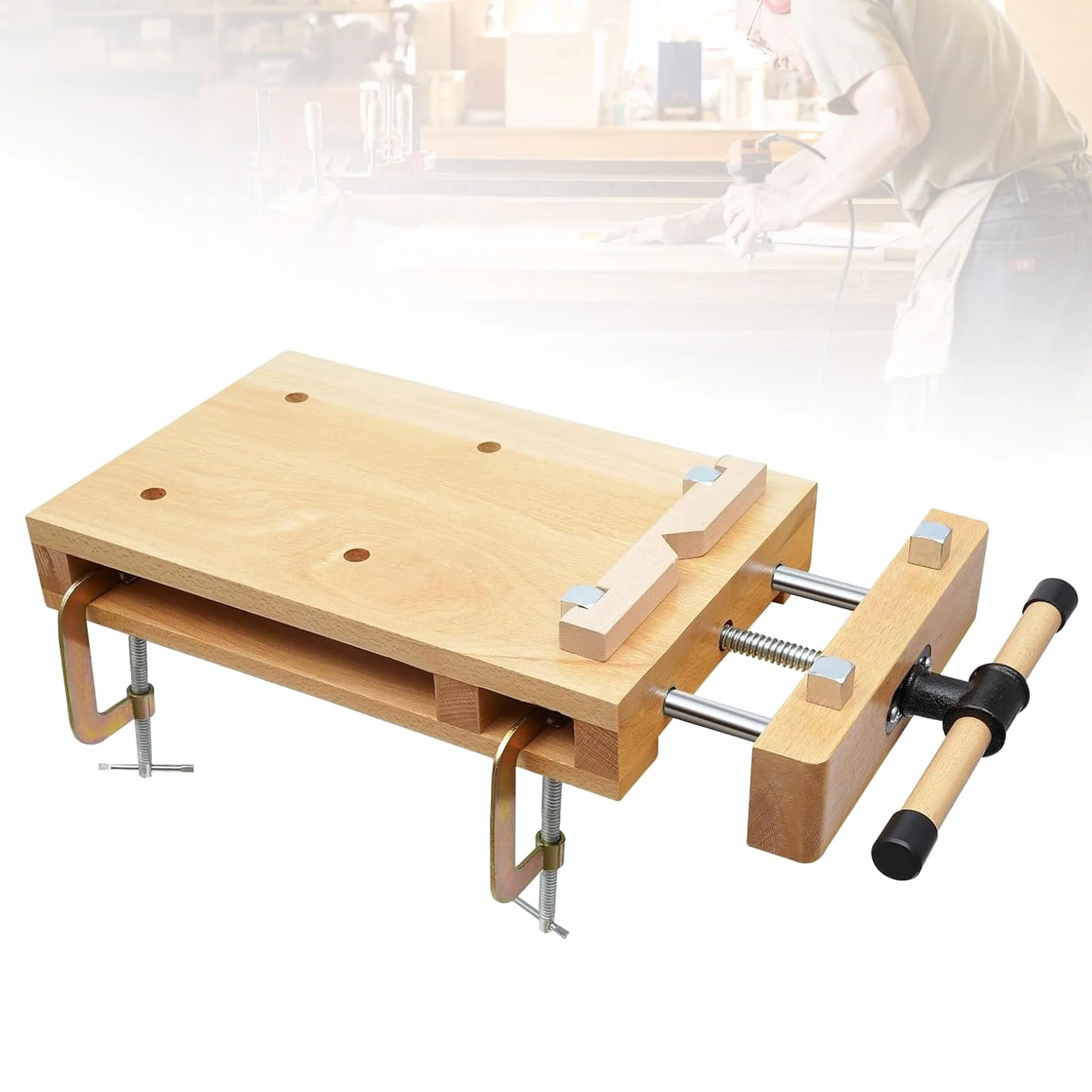 Banco de Carpintero, Mini Banco De Trabajo Portátil con Tornillo Carpinteria Mesa de Trabajo Taller Móvil Torno para Madera Adecuado para Tallado, Corte, SujecióN, Cepillado