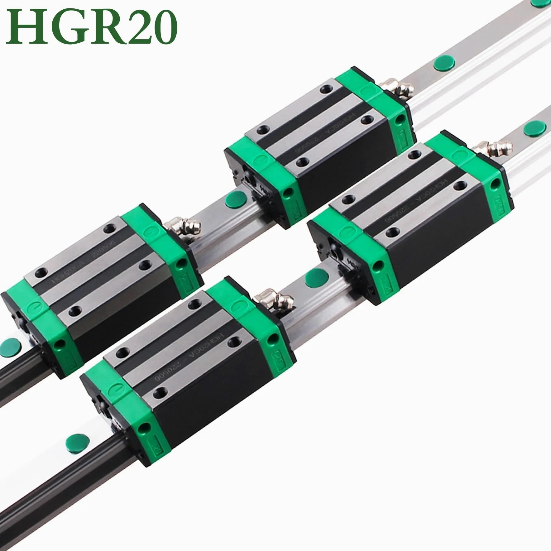 HGR20 200 mm 2 unidades de rieles lineales con 4 bloques de cojín de rodamiento HGH20CA de 20 mm para impresoras 3D DIY y máquinas fresadoras CNC