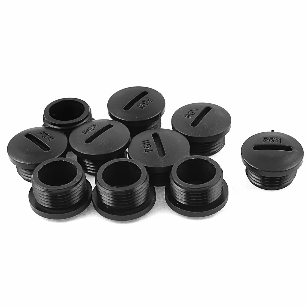 sourcing map PG11 Nylon negro Tapa ciega Tornillo Extremo roscado M18 x 8 mm