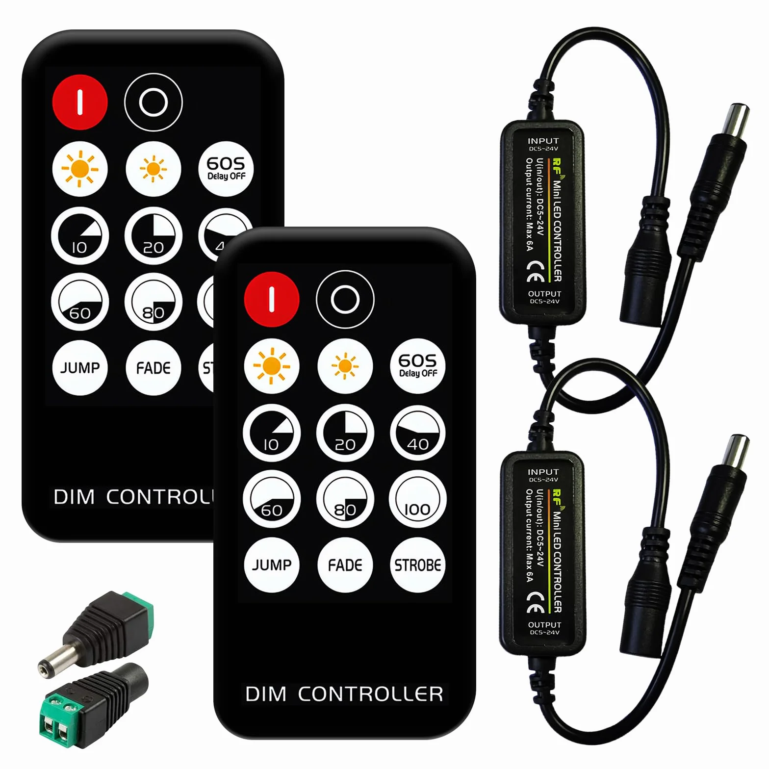 Mini RF Dimmer Controller 14 Teclas Wireless LED Dimmer 2 Cabezales De Conversión Stenuador Remoto RF Para Tiras LED Monocolor