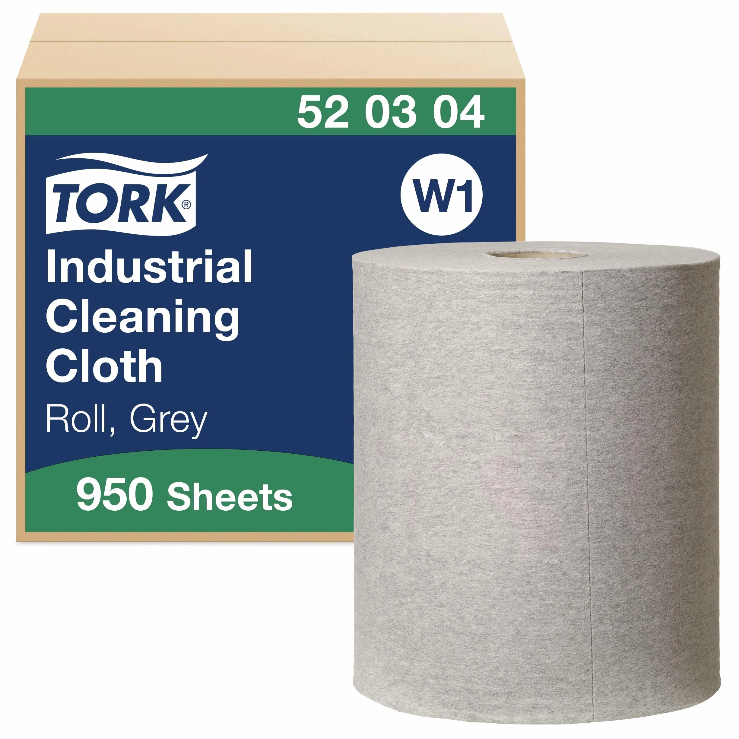 Tork 520304 Paño de limpieza industrial Premium / 1 capa/Papel multiuso compatible con el sistema W1 / 1 bobina x 361 m de largo/color gris