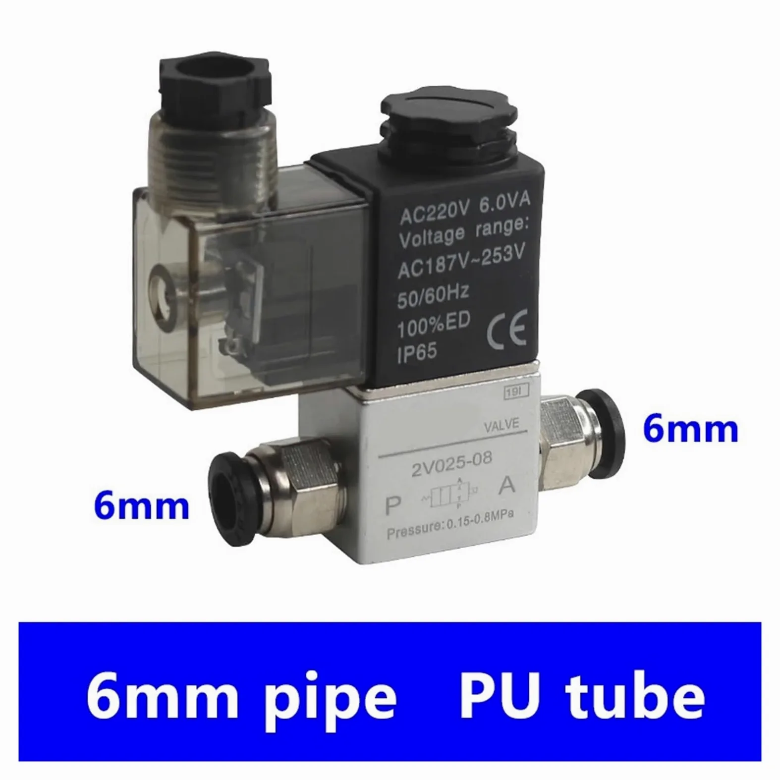 Electroválvula neumática de aire 2V025-08 dc12v 24v 220v 2 posiciones 2 puertos normalmente cerrada